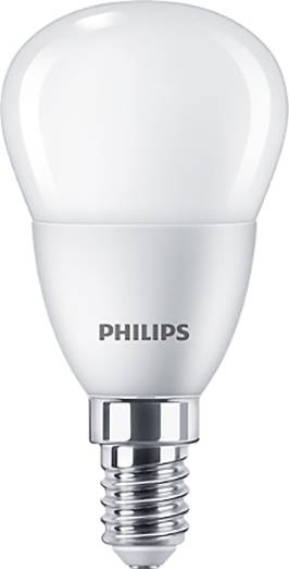 Eine LED-Glühbirne von Philips. Energiesparend und warmweißes Licht für Haushaltsleuchten. E14-Schraubsockel.