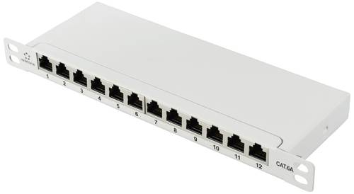 Renkforce RF-4996628 12 Port Patch-Panel 254 mm (10 ) CAT 6a 0.5 HE Grau Bestückt
