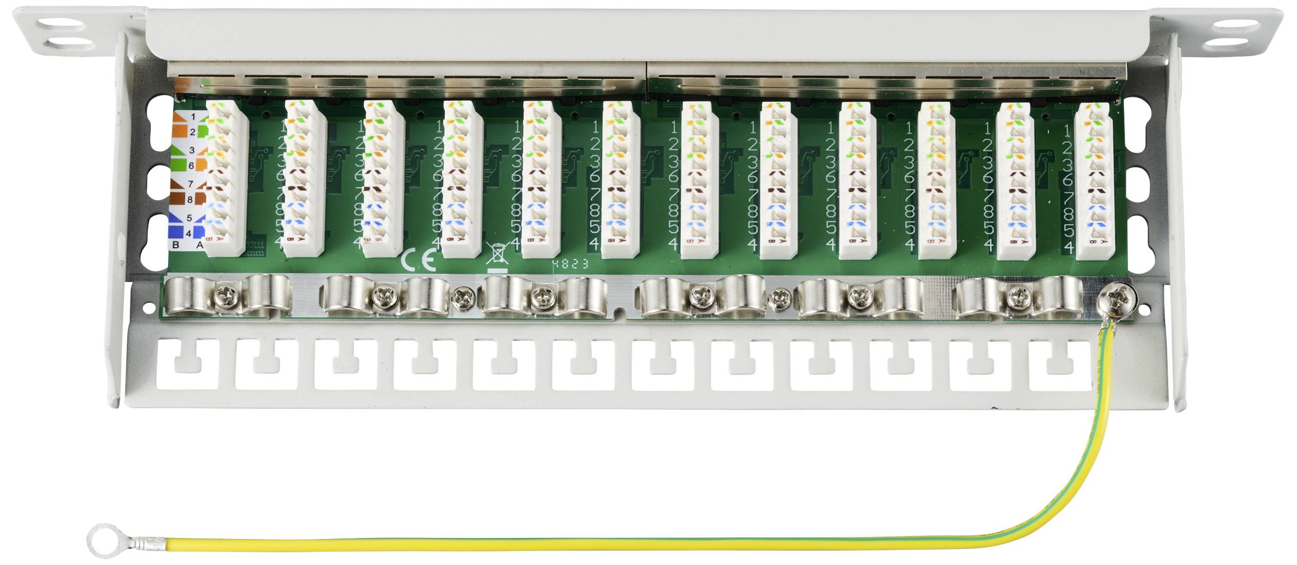 Renkforce RF-4996628 12 Port Patch-Panel 254mm (10") CAT 6a 0.5 HE Grau Bestückt