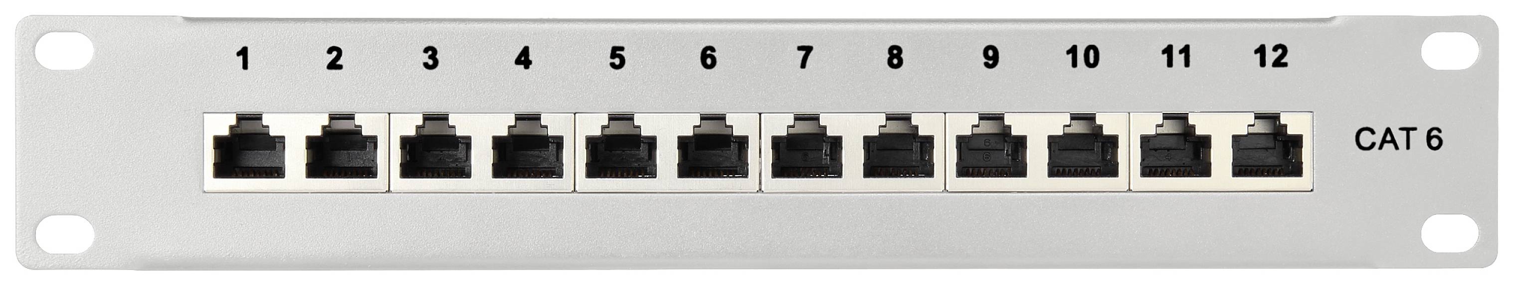Renkforce RF-4996632 12 Port Patch-Panel 254mm (10") CAT 6 1 HE Grau Bestückt