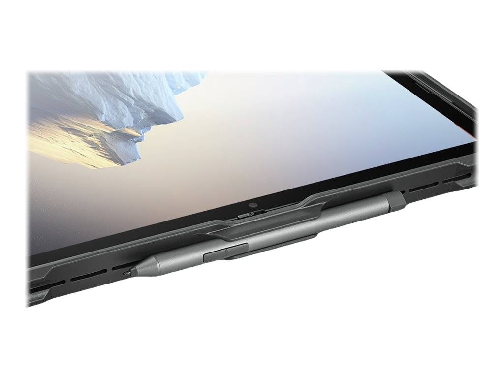 Ein Tablet mit Stifthalterung, zeigt einen Berg auf dem Bildschirm. Der Stift ist direkt unterhalb des Bildschirms angebracht.