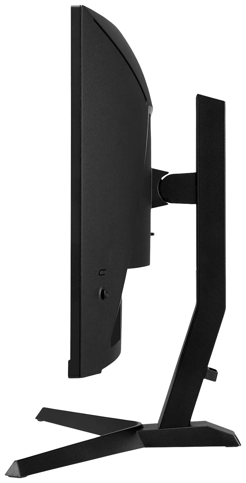 Ein Flachbildschirm-Monitor in Seitenansicht auf einem stabilen Standfuß.