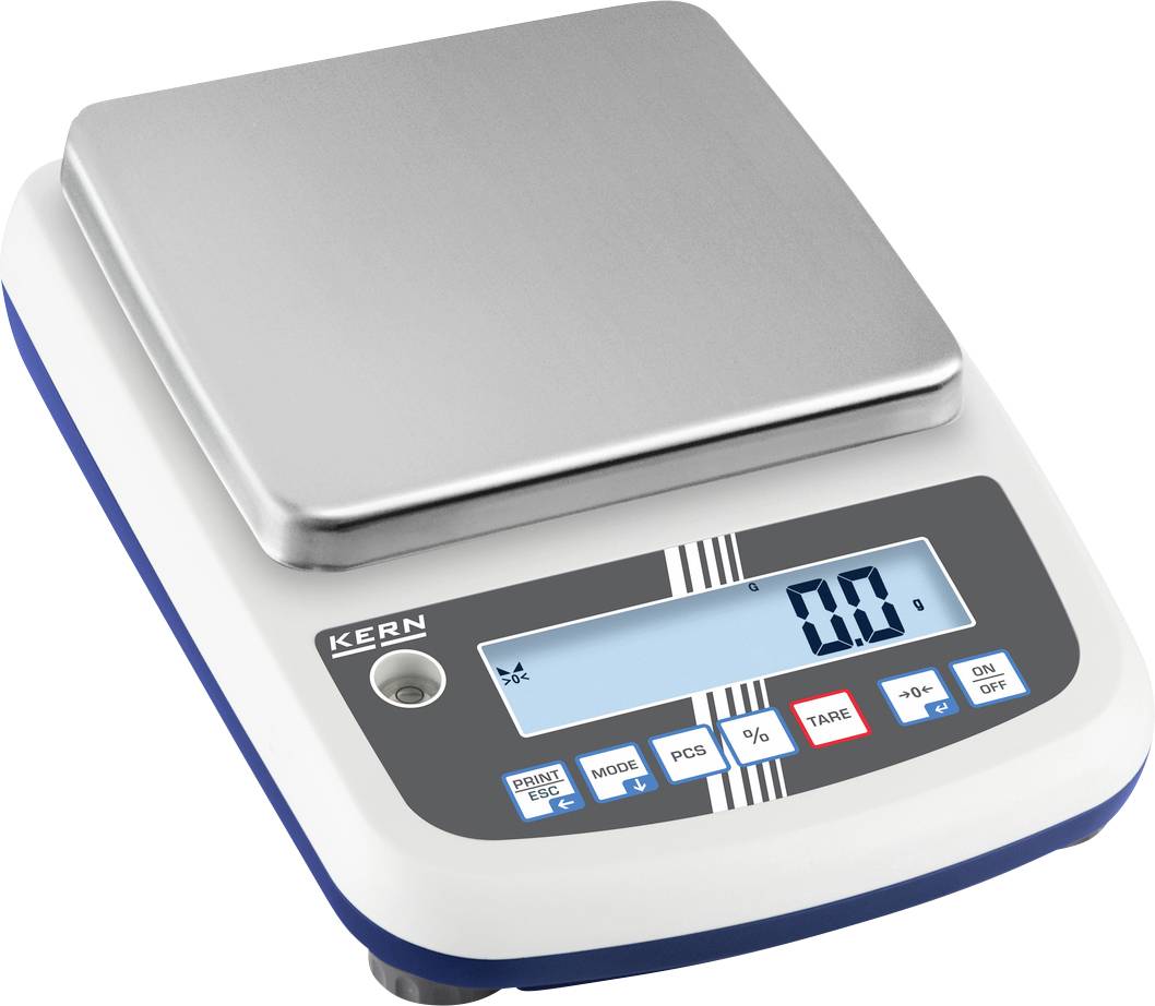 Elektronische Waage mit einem digitalen Display, das '0.0' anzeigt. geeignet für präzises Wiegen in Laboren oder Küchen.