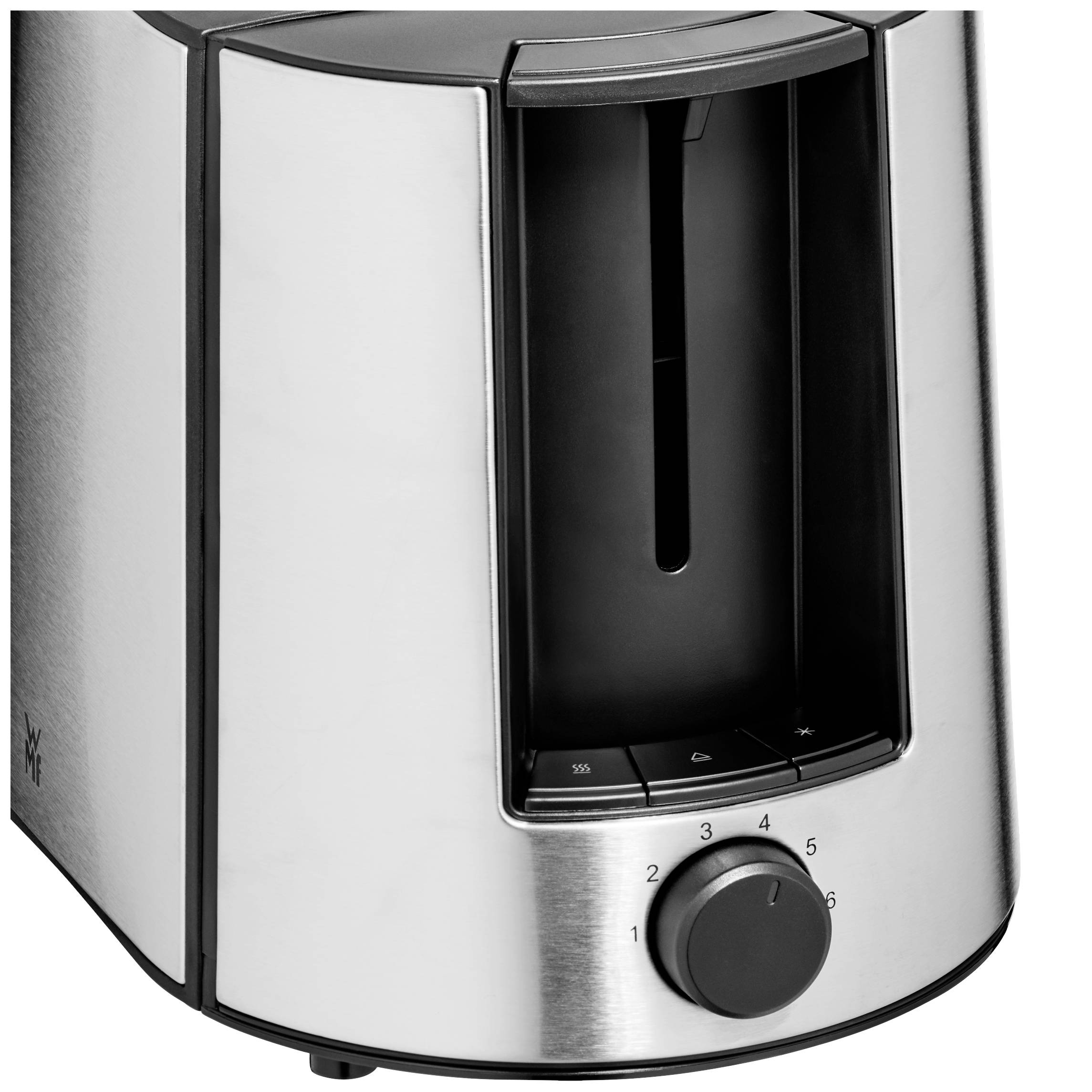 WMF Bueno 2-0414130011, 2 Scheibe(n), Schwarz, Silber, Edelstahl, Tasten, Niveau, Drehregler, CE, 870 W
