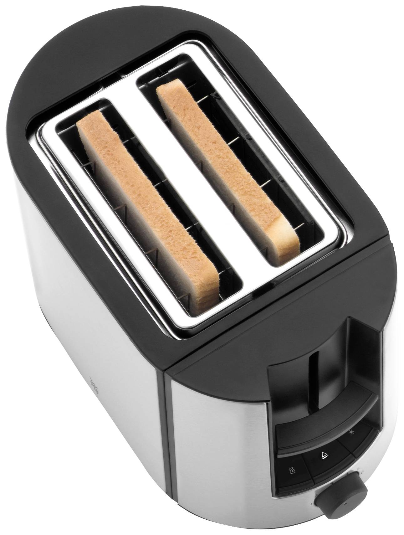 WMF Bueno 2-0414130011, 2 Scheibe(n), Schwarz, Silber, Edelstahl, Tasten, Niveau, Drehregler, CE, 870 W