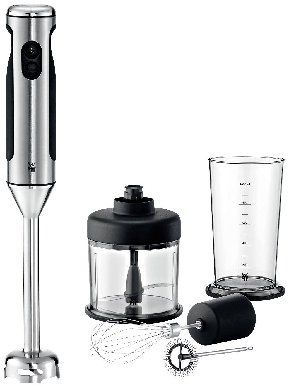 WMF Lineo Stabmixer 700 W Turbofunktion, mit Standfuß, mit Mixbecher Edelstahl, Schwarz