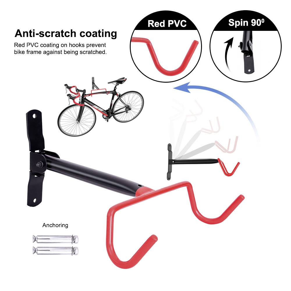 2498550 Fahrradwandhalter Anzahl Einstellplätze=1 Stahl, PVC Schwarz, Rot