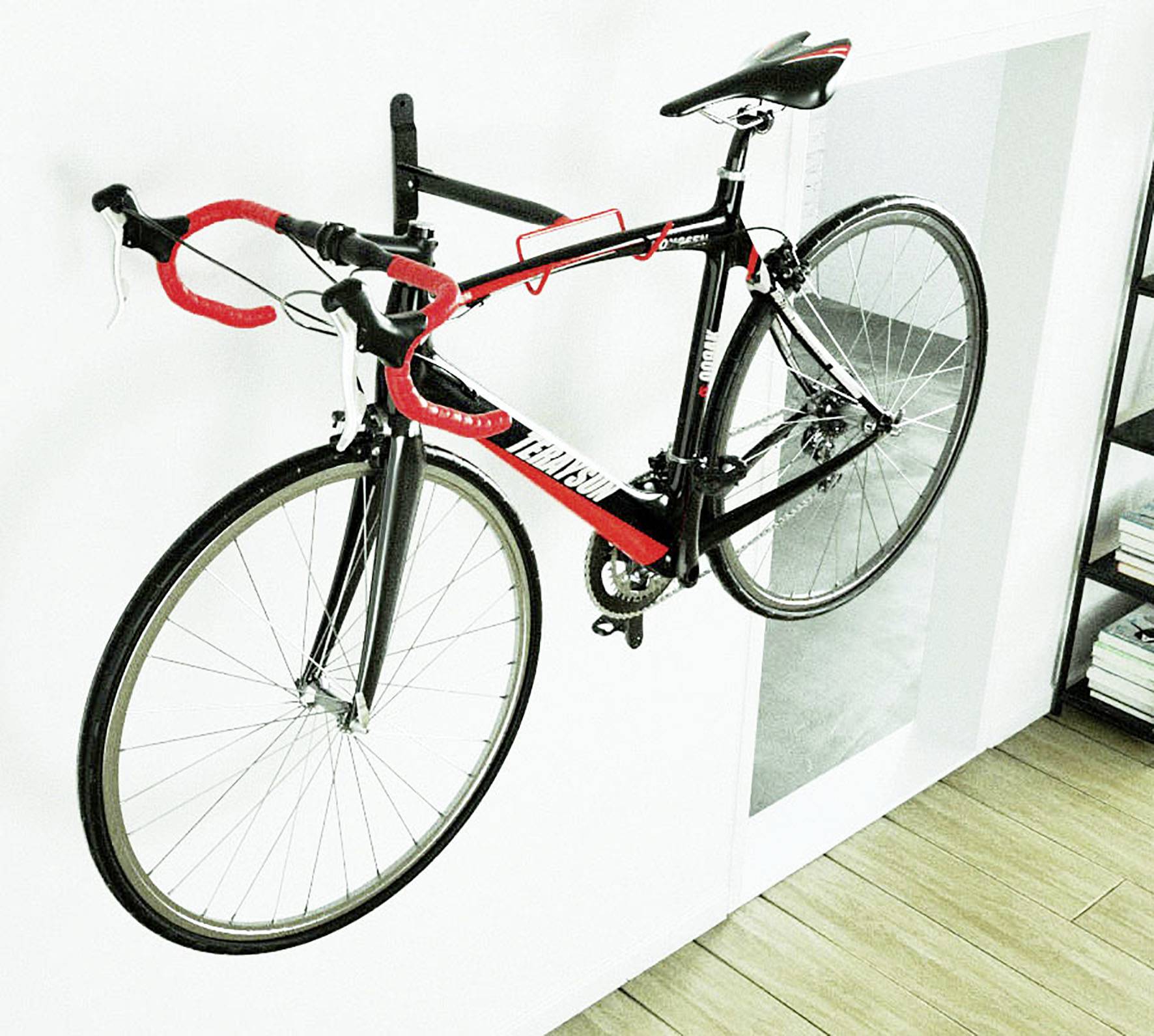 2498550 Fahrradwandhalter Anzahl Einstellplätze=1 Stahl, PVC Schwarz, Rot