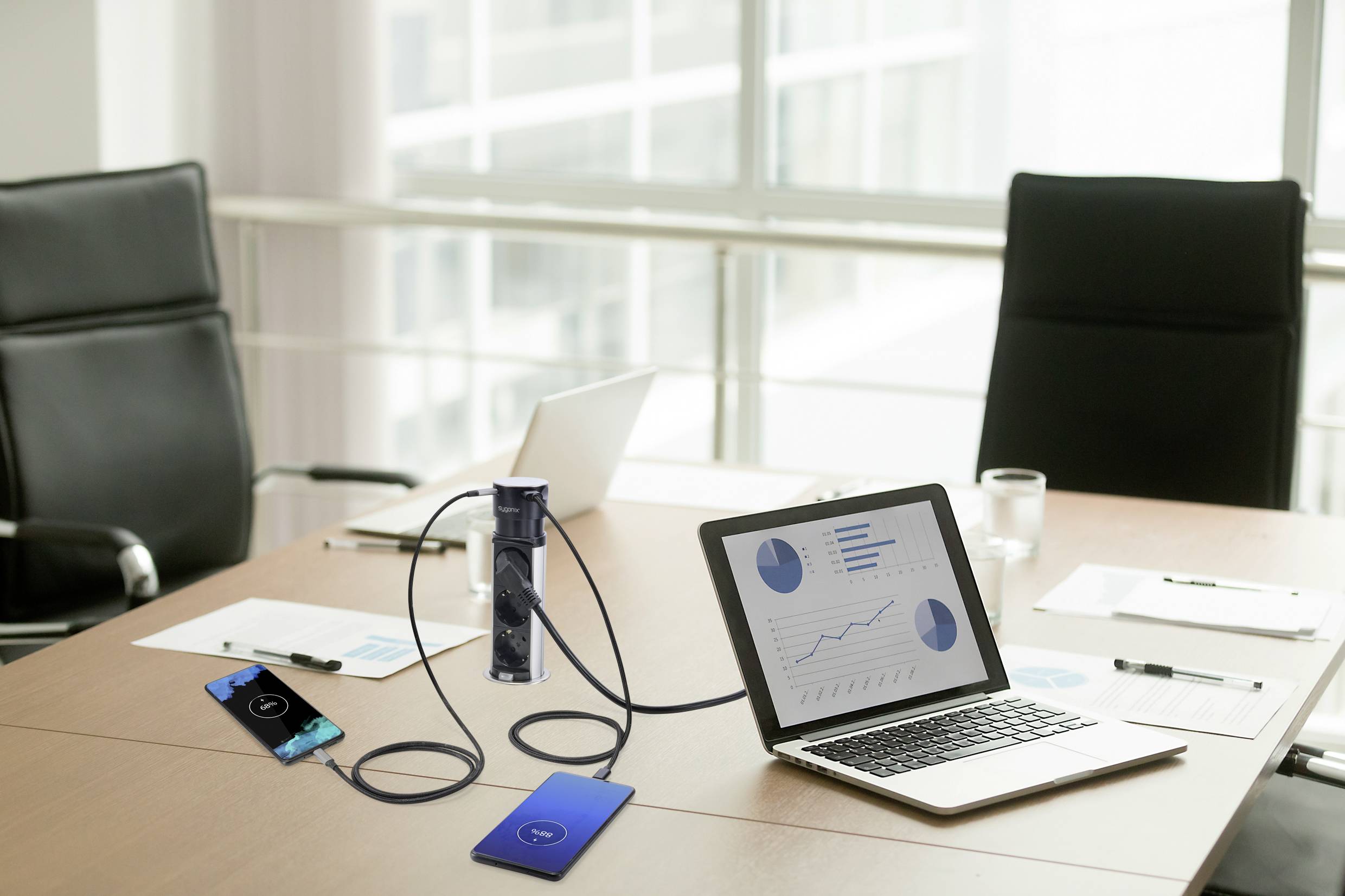 Sygonix SY-4997104 Steckdosenturm Schwarz, Edelstahl Schutzkontakt 1St.