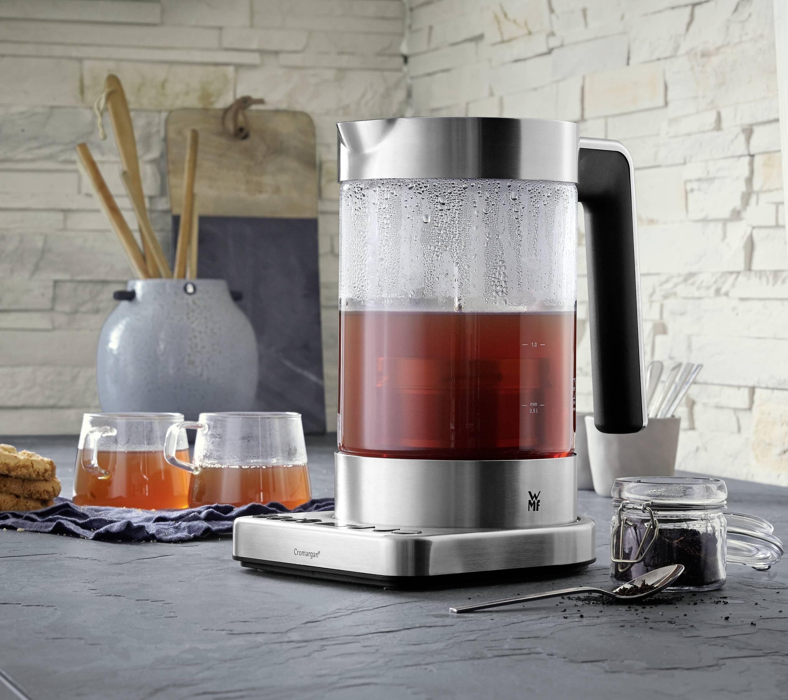 WMF Lono Wasserkocher schnurlos, mit Display Glas, Cromargan Fassungsvermögen: 1.7l