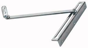 Metallischer Stützauszug mit Scharnier, geeignet zur Stabilisierung oder Abstärkung von Möbelklappen oder Türen.