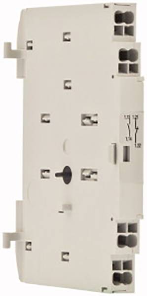 Ein weißer elektrischer Adapter mit mehreren Anschlüssen, der aufrecht steht und von der Seite gezeigt wird. Geeignet für Schaltungen.