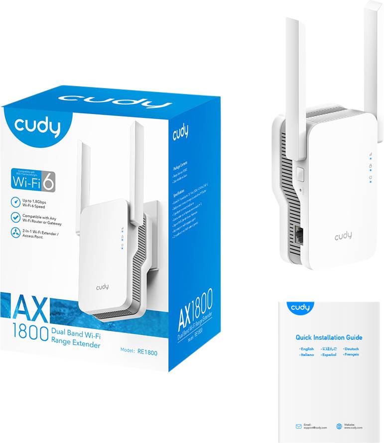 Cudy WLAN Repeater RE1800 RE1800 1800MBit/s Mesh-fähig
