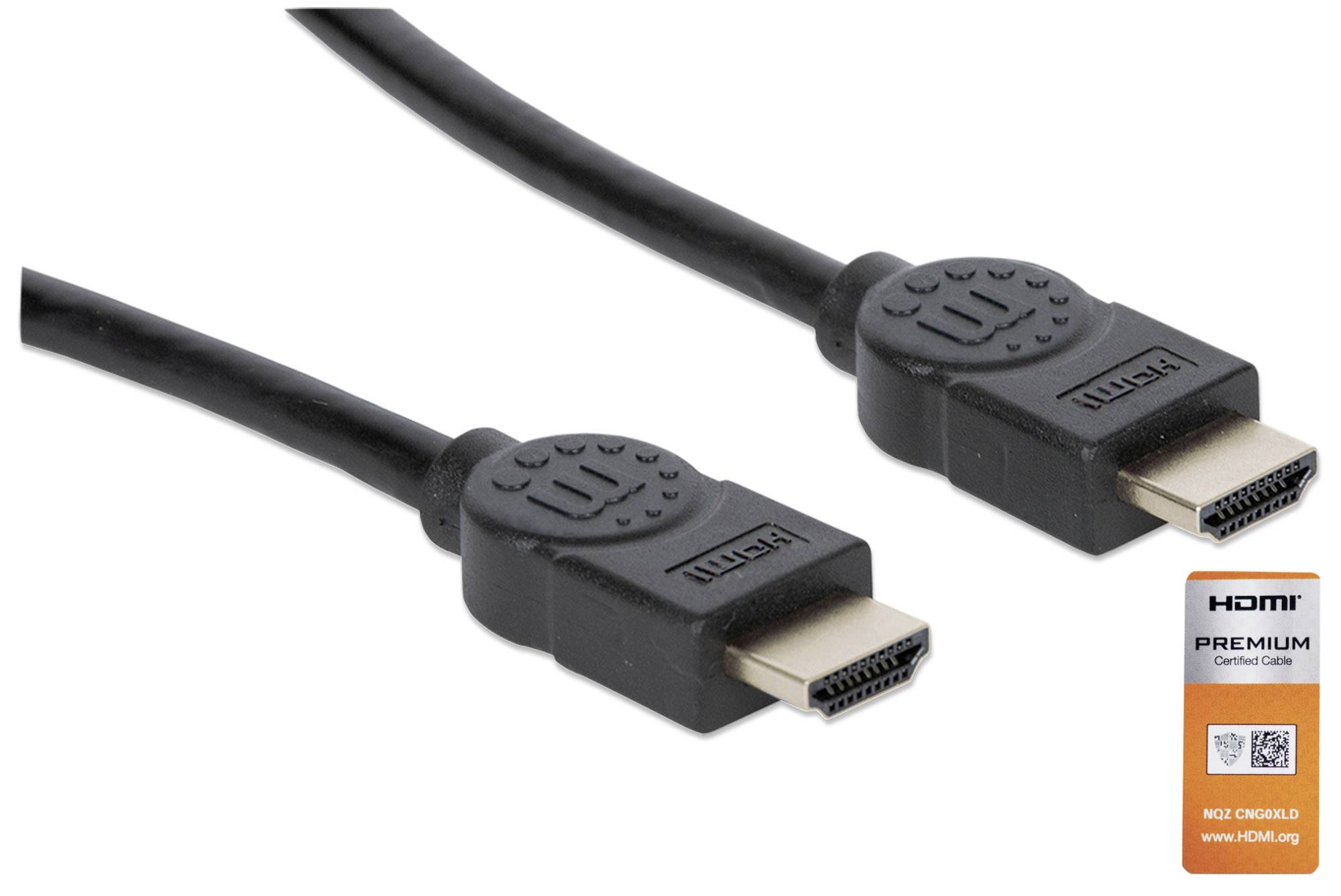 Manhattan HDMI Anschlusskabel HDMI-A Stecker, HDMI-A Stecker 1.80 m Schwarz 355346 Audio Return Channel, vergoldete Steckkontakte HDMI-Kabel