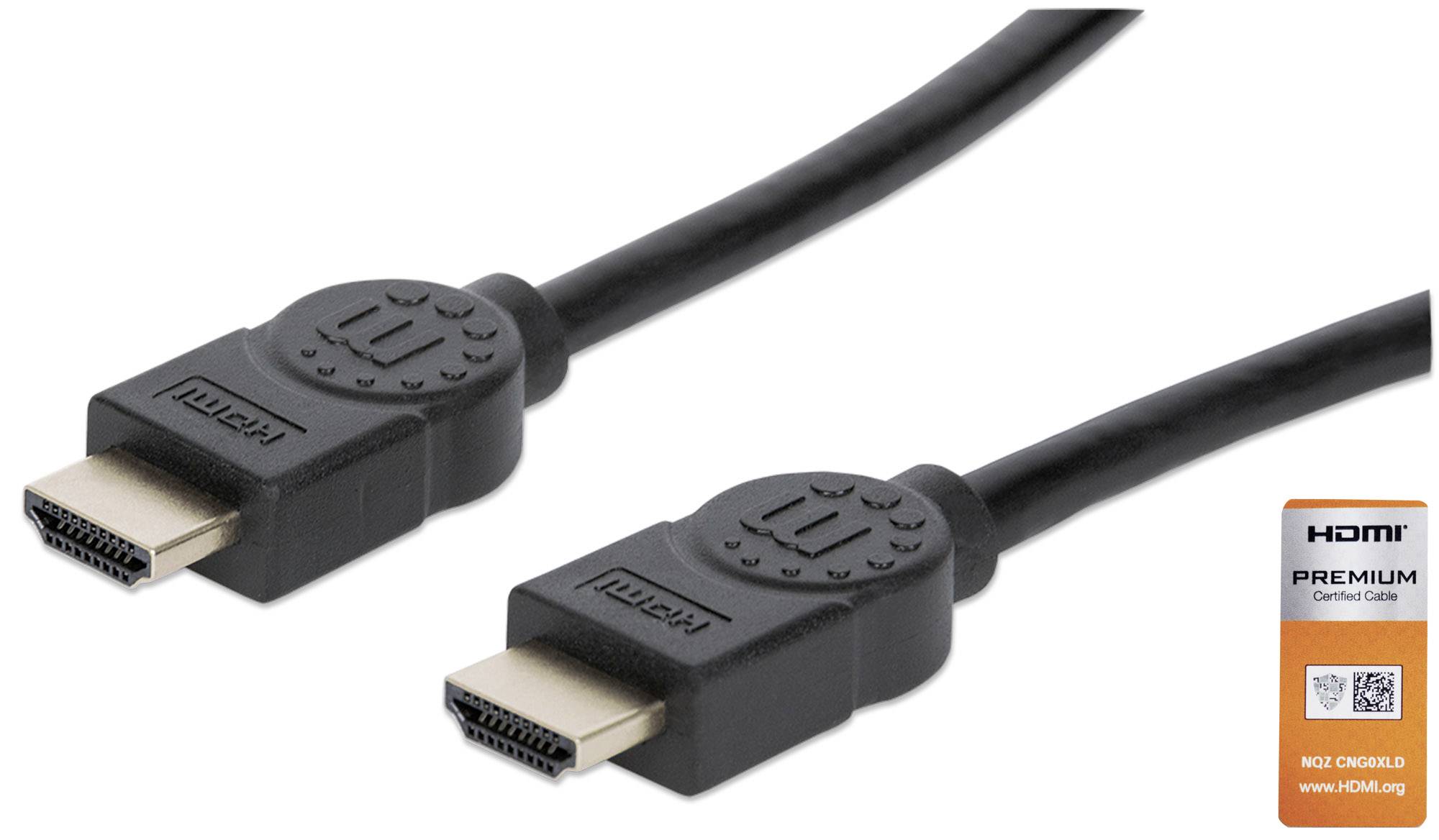 Manhattan HDMI Anschlusskabel HDMI-A Stecker, HDMI-A Stecker 1.80 m Schwarz 355346 Audio Return Channel, vergoldete Steckkontakte HDMI-Kabel