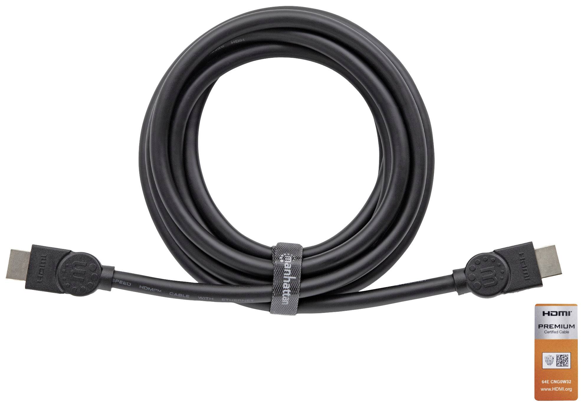 Manhattan HDMI Anschlusskabel HDMI-A Stecker, HDMI-A Stecker 1.80 m Schwarz 355346 Audio Return Channel, vergoldete Steckkontakte HDMI-Kabel