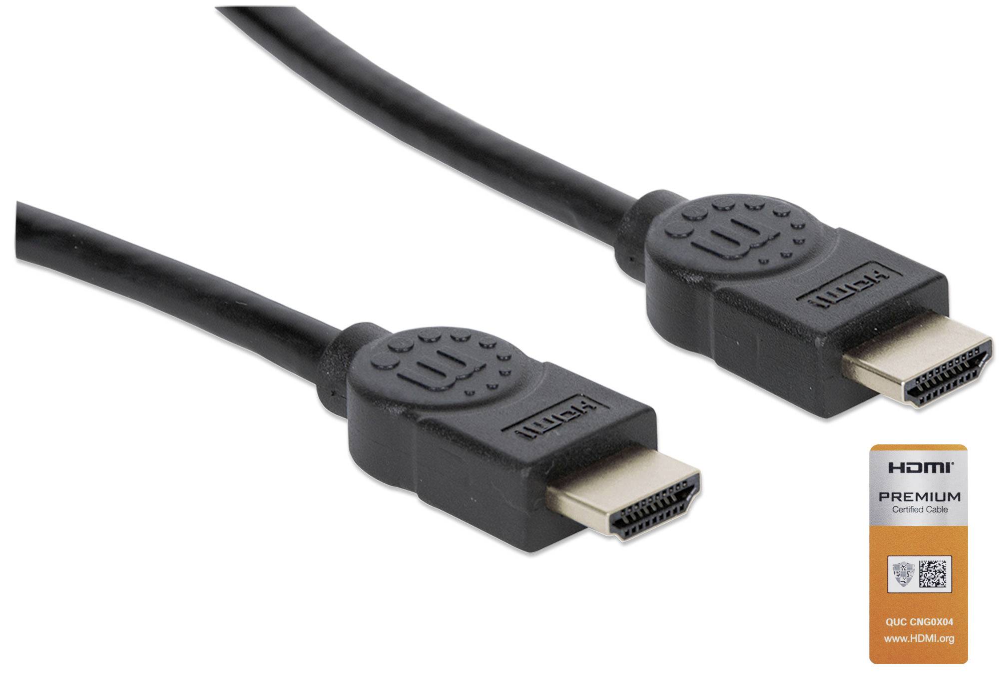 Manhattan HDMI Anschlusskabel HDMI-A Stecker, HDMI-A Stecker 3.00 m Schwarz 355353 Audio Return Channel, vergoldete Steckkontakte HDMI-Kabel