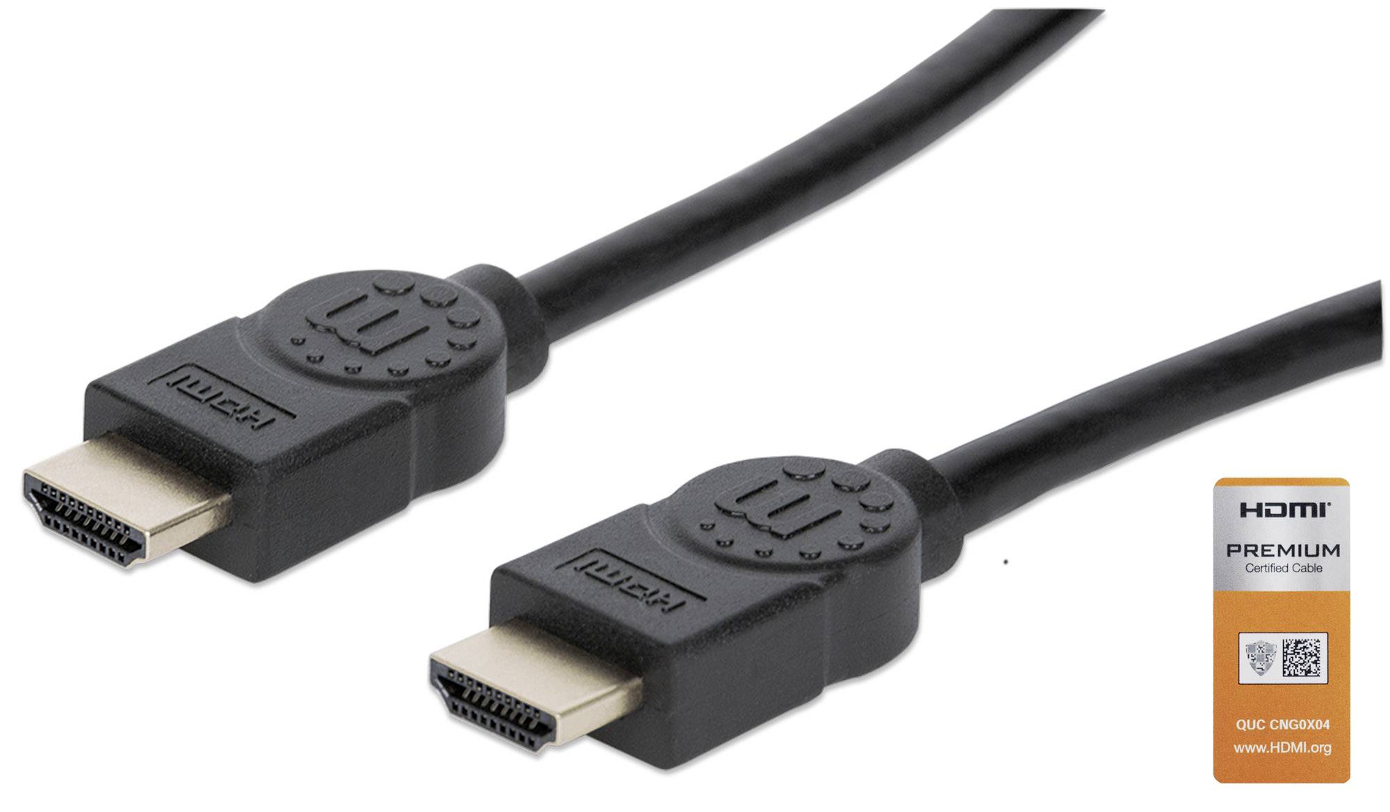 Manhattan HDMI Anschlusskabel HDMI-A Stecker, HDMI-A Stecker 3.00 m Schwarz 355353 Audio Return Channel, vergoldete Steckkontakte HDMI-Kabel