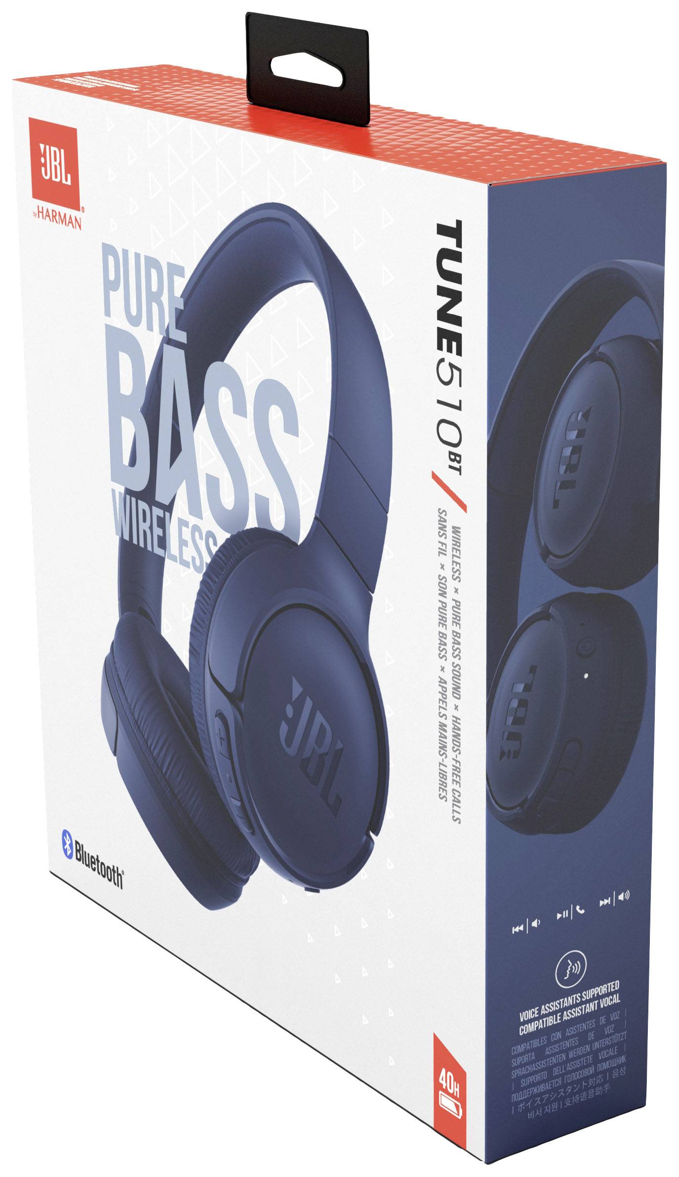 JBL Tune 510BT On Ear Kopfhörer Bluetooth® Blau Headset, Faltbar, Batterieladeanzeige, Mikrofon-Stummschaltung