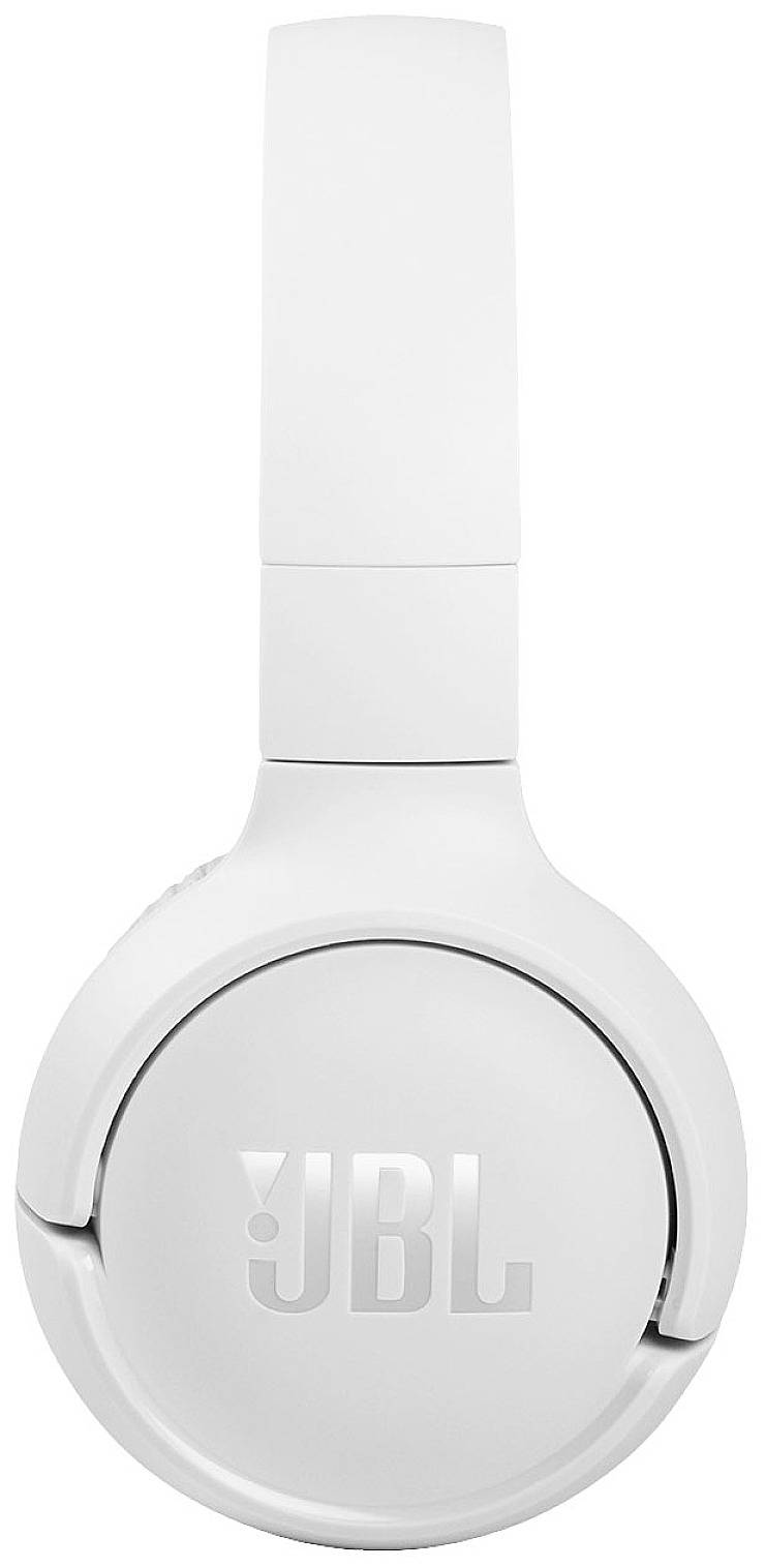 Weißer Over-Ear-Kopfhörer mit JBL-Logo auf der Ohrmuschel.