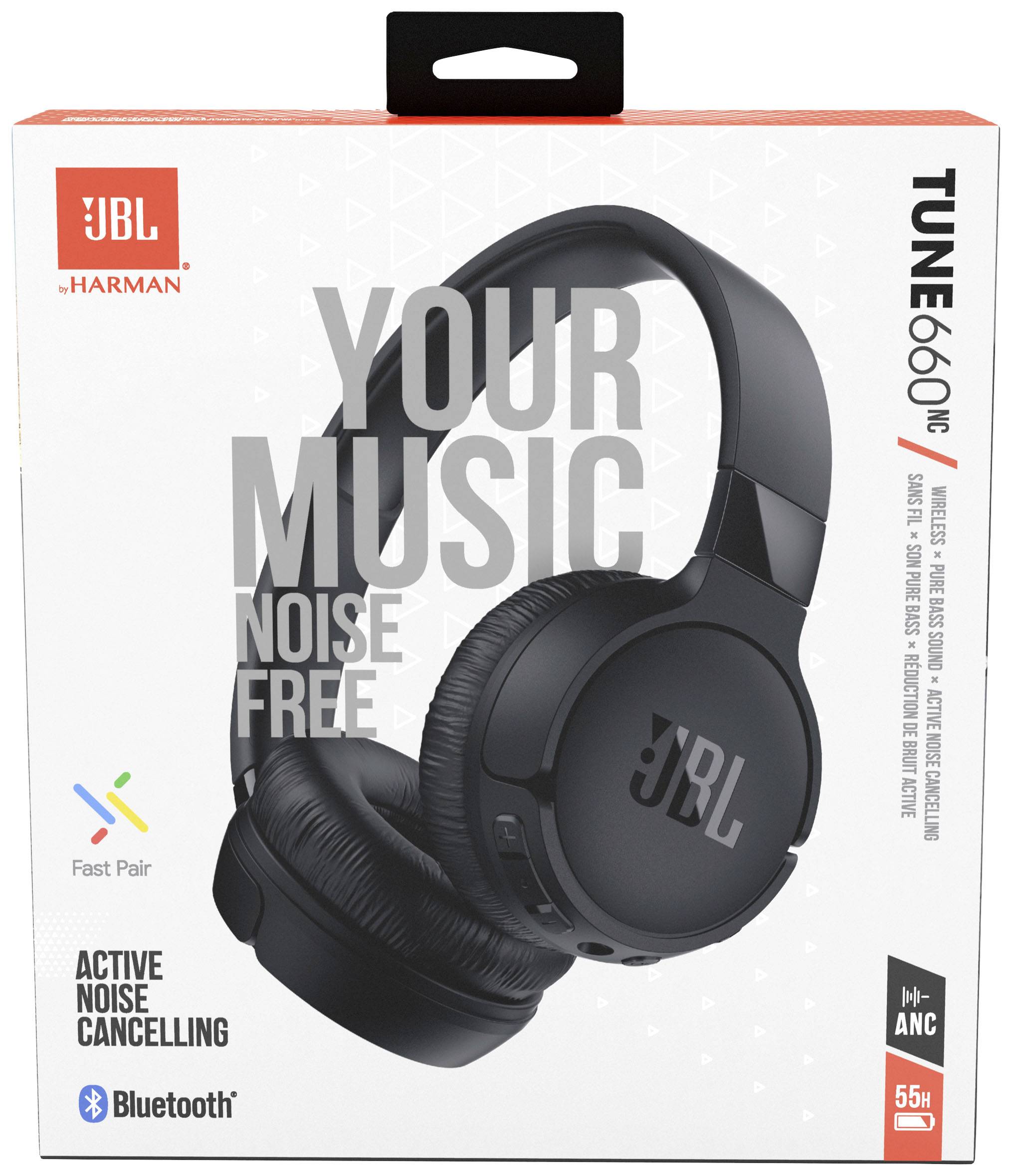 JBL Tune 660 NC On Ear Kopfhörer Bluetooth® Schwarz Noise Cancelling Headset, Faltbar, Mikrofon-Stummschaltung