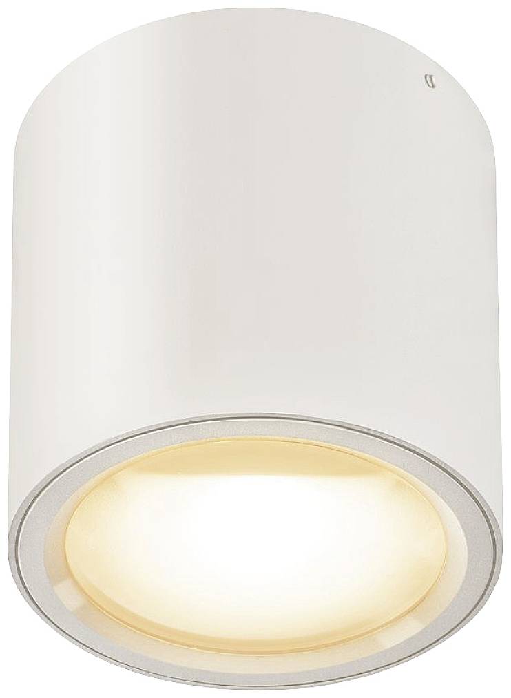 Zylindrische Deckenleuchte mit warmweißer Lichtstrahlung nach unten gerichtet.