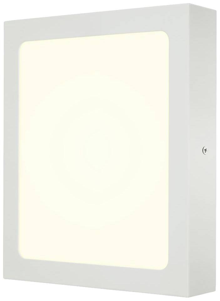 Ein rechteckiges, an der Wand montiertes LED-Nachtlicht mit schlichtem, modernem Design und weißem Rahmen. Es spendet sanftes, gleichmäßiges Licht.