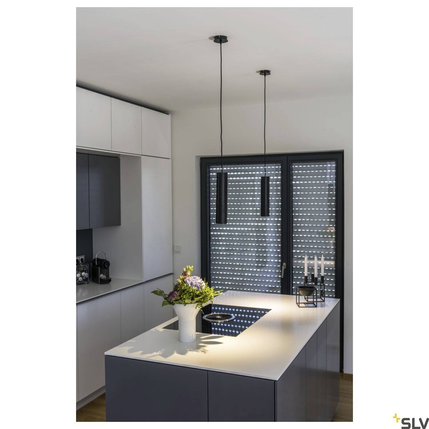 SLV ENOLA B 151850 Pendelleuchte Energiesparlampe GU10 50W Schwarz