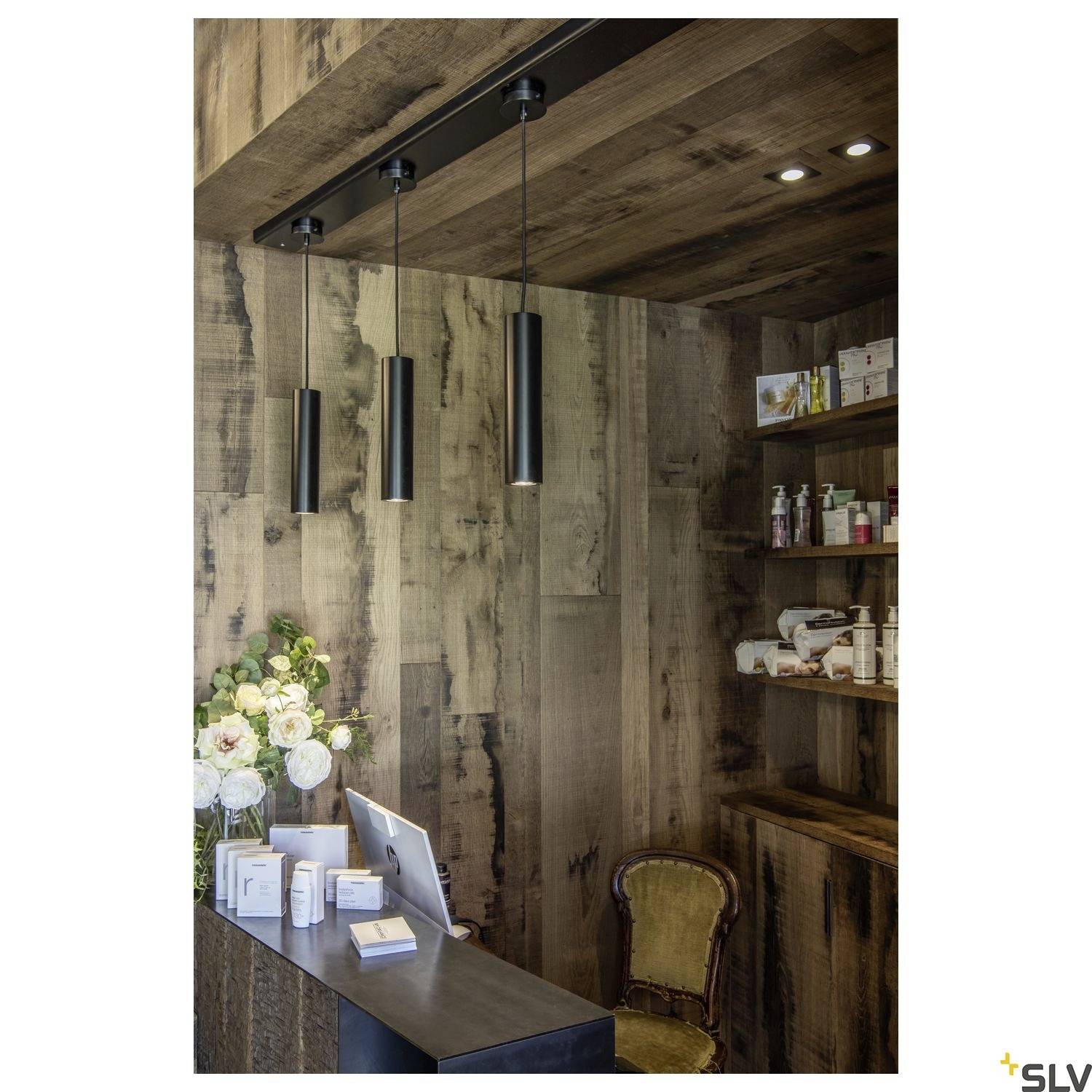 SLV ENOLA B 151850 Pendelleuchte Energiesparlampe GU10 50W Schwarz