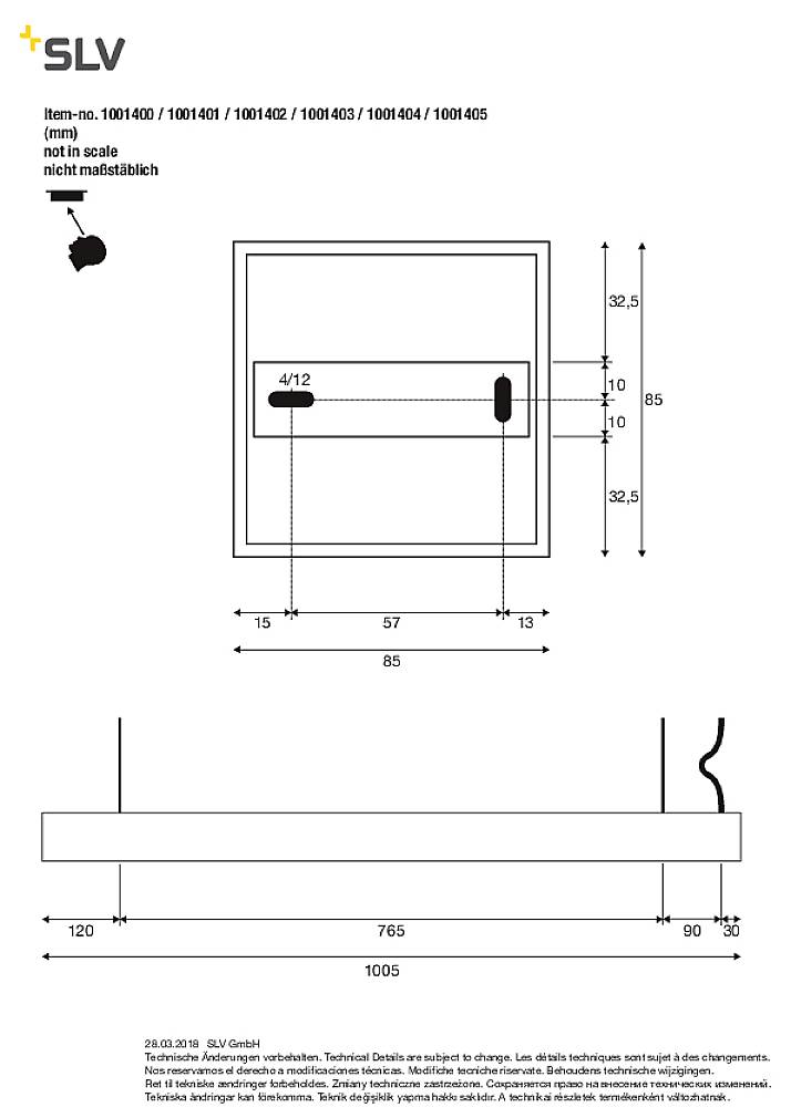 SLV GLENOS 1001403 LED-Pendelleuchte LED fest eingebaut 46W Schwarz