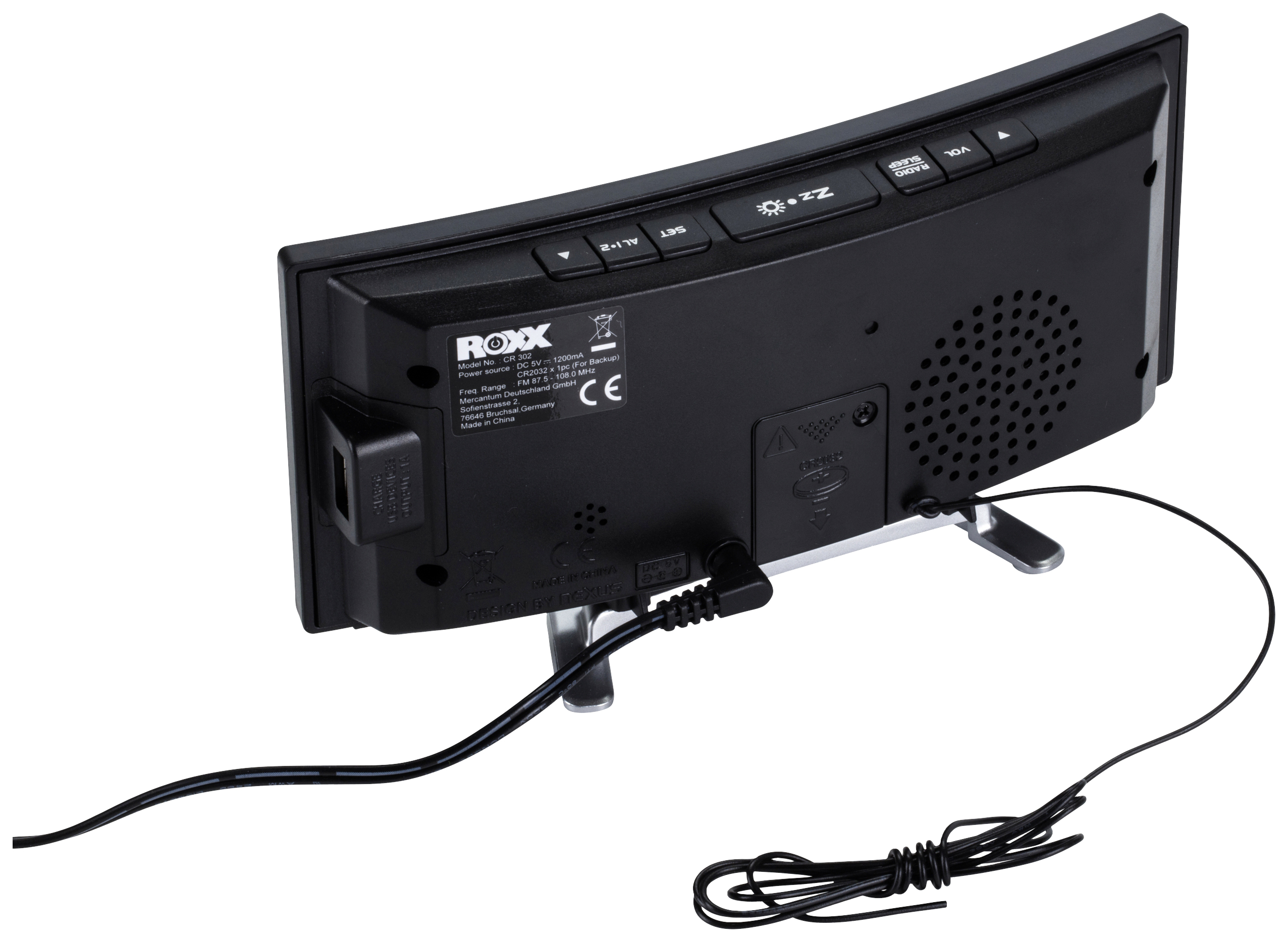 Roxx CR 302 Radiowecker UKW UKW, USB Akku-Ladefunktion, Weckfunktion Schwarz
