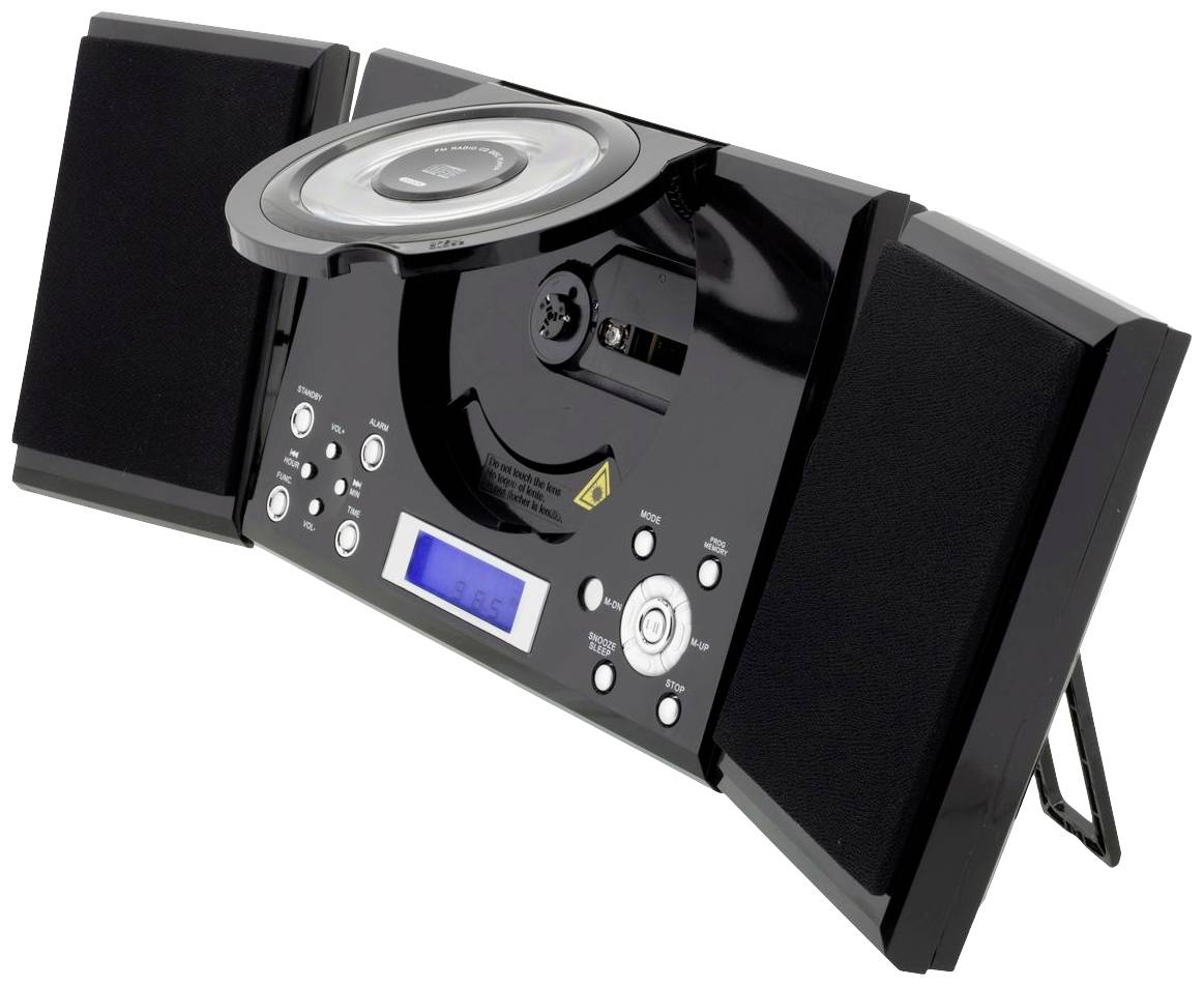 Roxx MC 201 Stereoanlage AUX, CD, UKW, Inkl. Fernbedienung, Inkl. Lautsprecherbox, Weckfunktion Schwarz