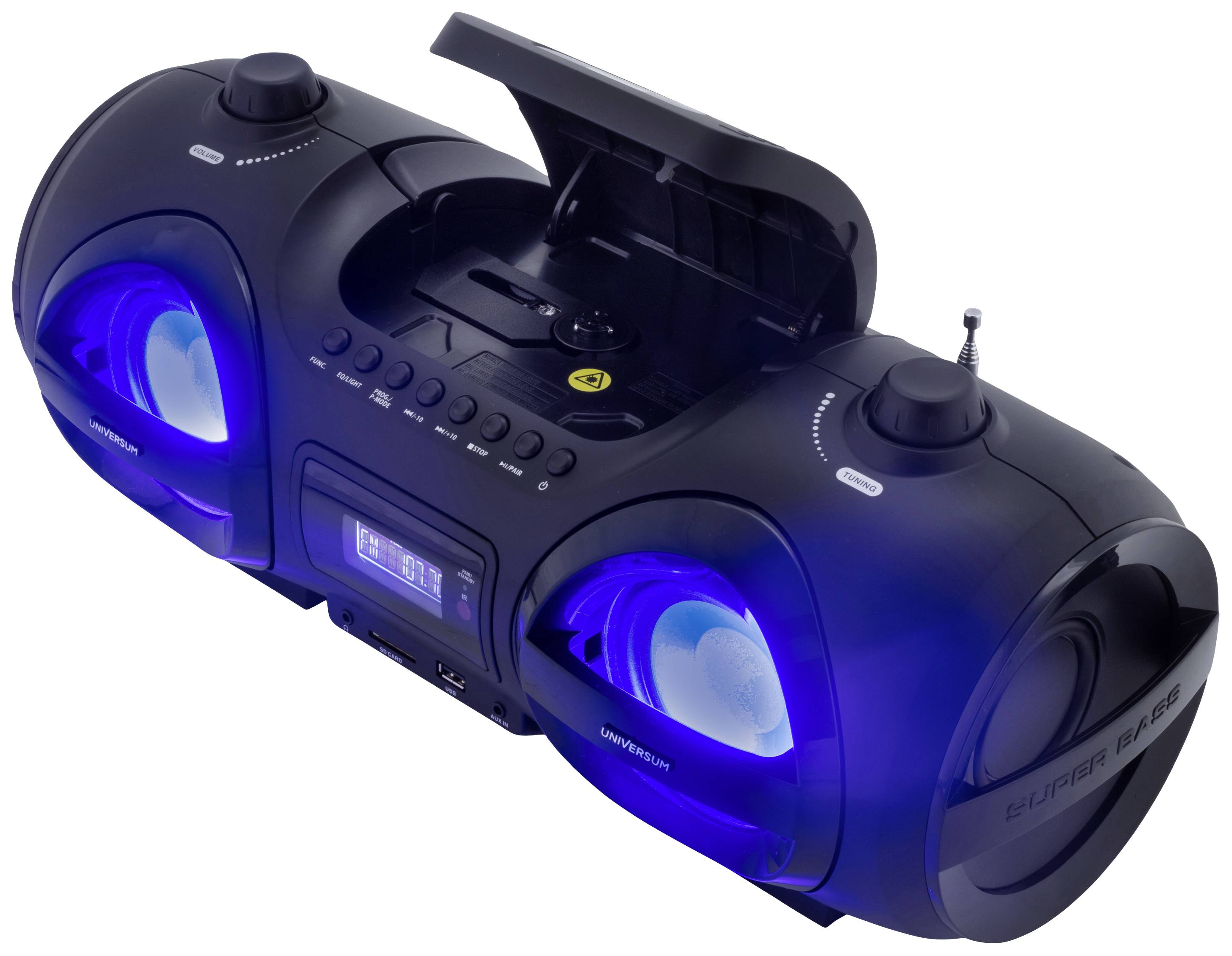 UNIVERSUM BB 500-20 Ghettoblaster UKW AUX, Bluetooth®, CD, SD, USB Inkl. Fernbedienung, Stimmungslicht Schwarz