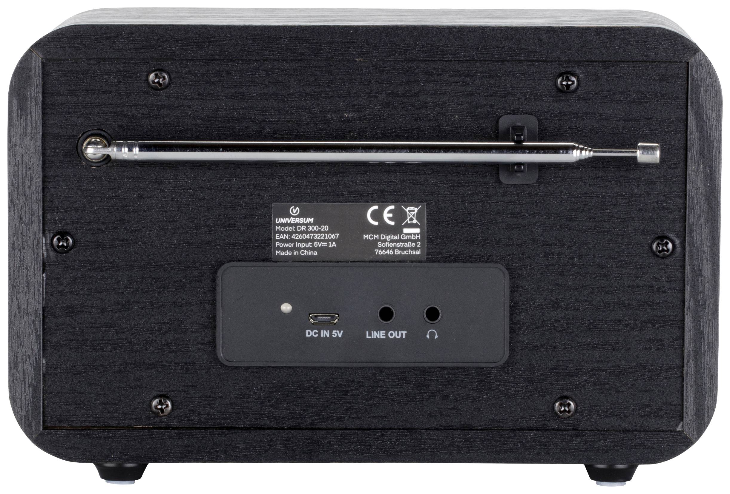 UNIVERSUM DR 300-20 Tischradio DAB+, UKW Bluetooth® wiederaufladbar Schwarz