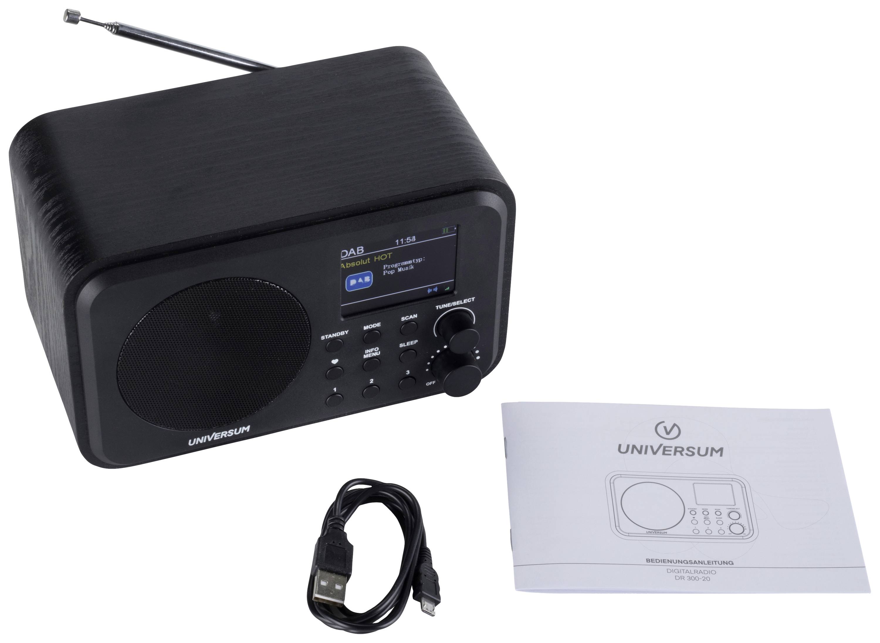 UNIVERSUM DR 300-20 Tischradio DAB+, UKW Bluetooth® wiederaufladbar Schwarz