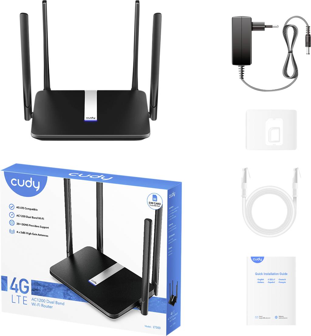 Cudy LT500 WLAN-Router mit LTE Integriertes Modem: LTE 5GHz 1200MBit/s