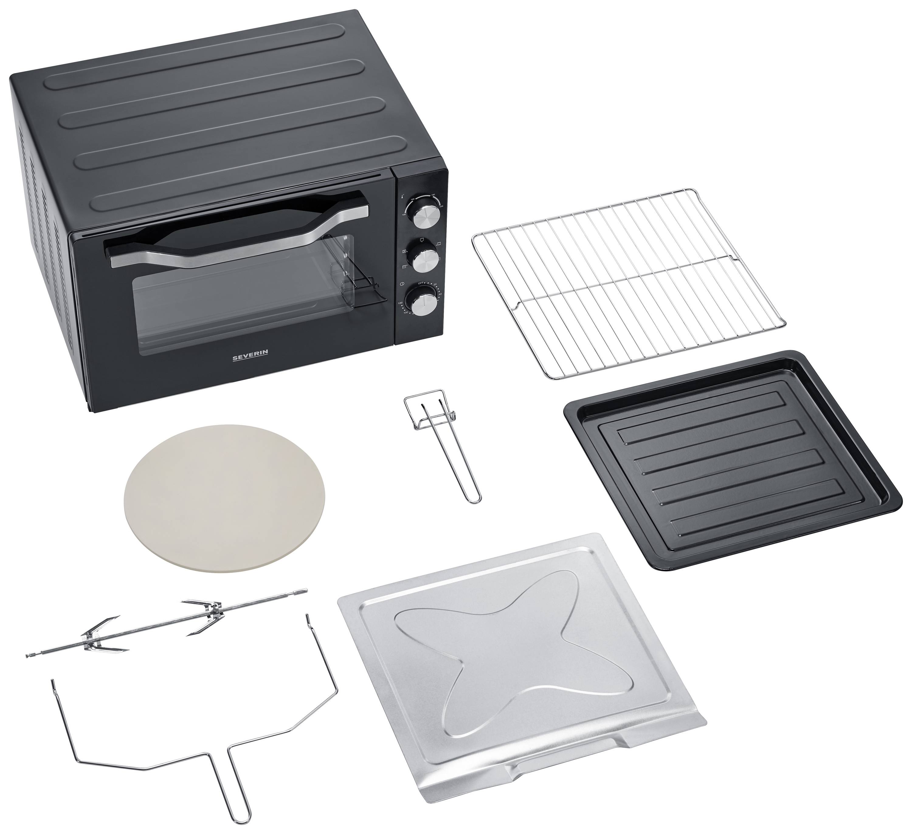Severin 2073 Minibackofen Timerfunktion, Grillfunktion, mit Pizzastein 60l