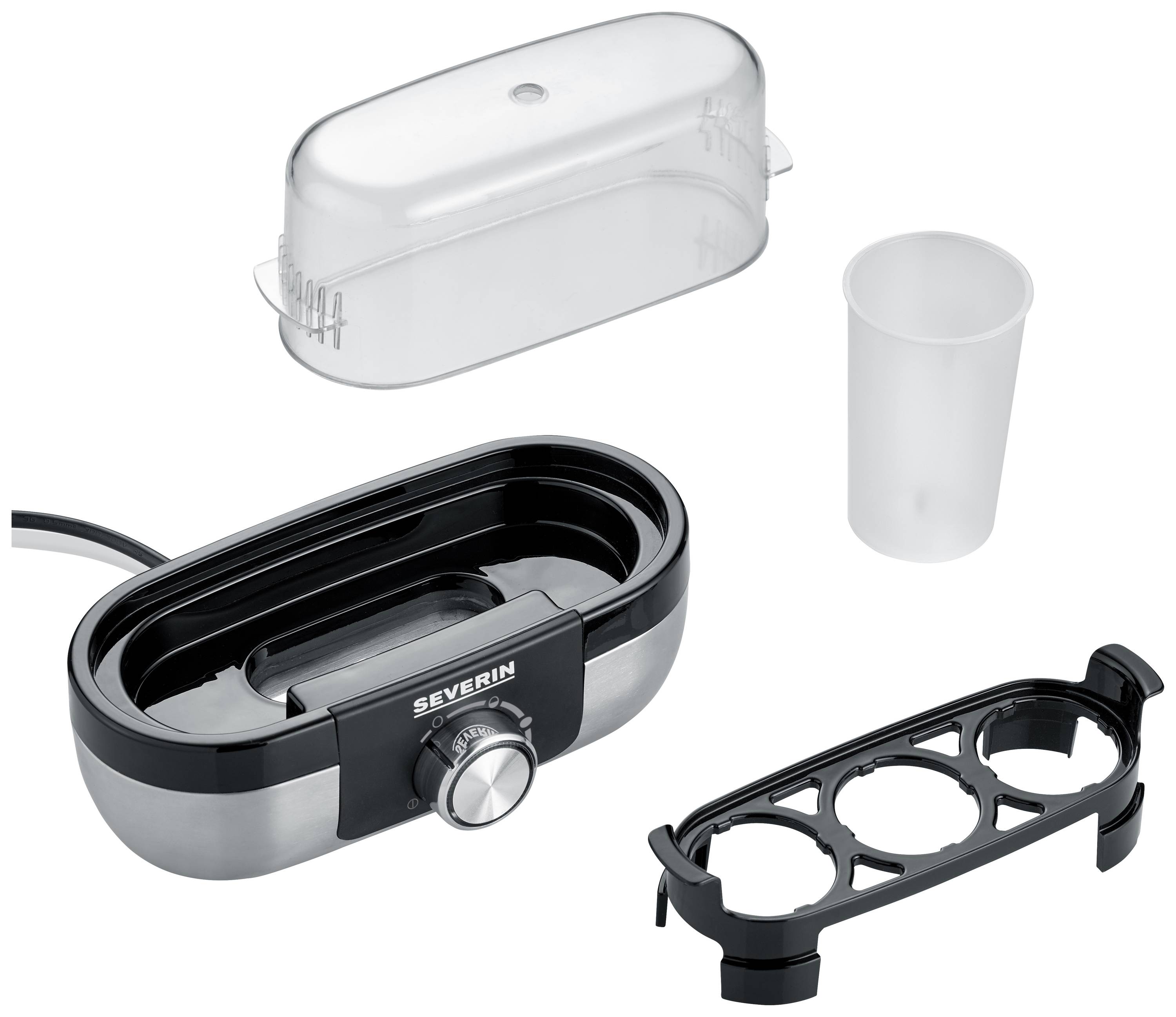 Severin EK 3163 Eierkocher BPA-frei, mit Messbecher, mit Eierstecher Edelstahl, Schwarz
