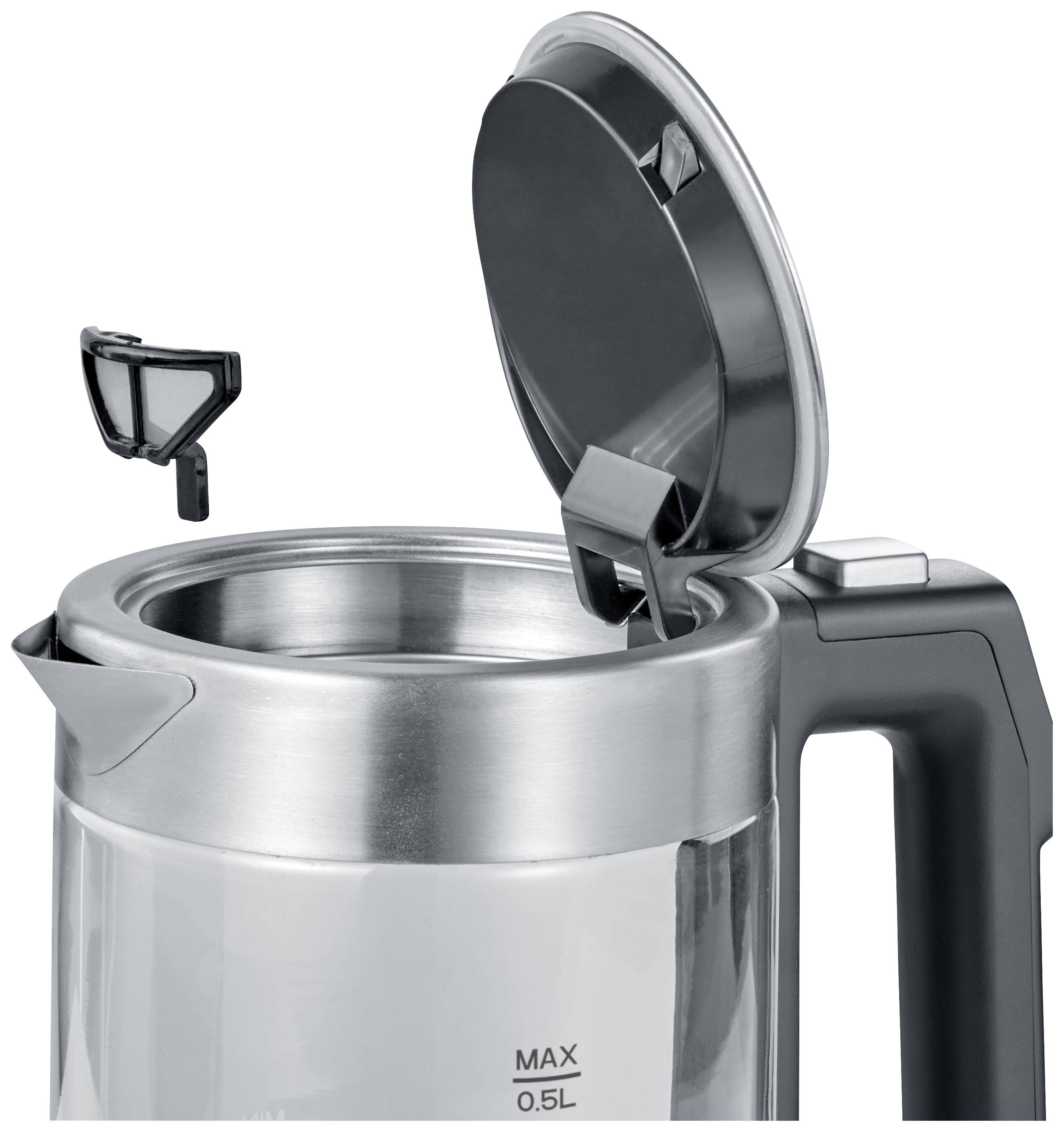Severin WK 3458 Wasserkocher schnurlos, BPA-frei Edelstahl, Schwarz Fassungsvermögen: 0.5l