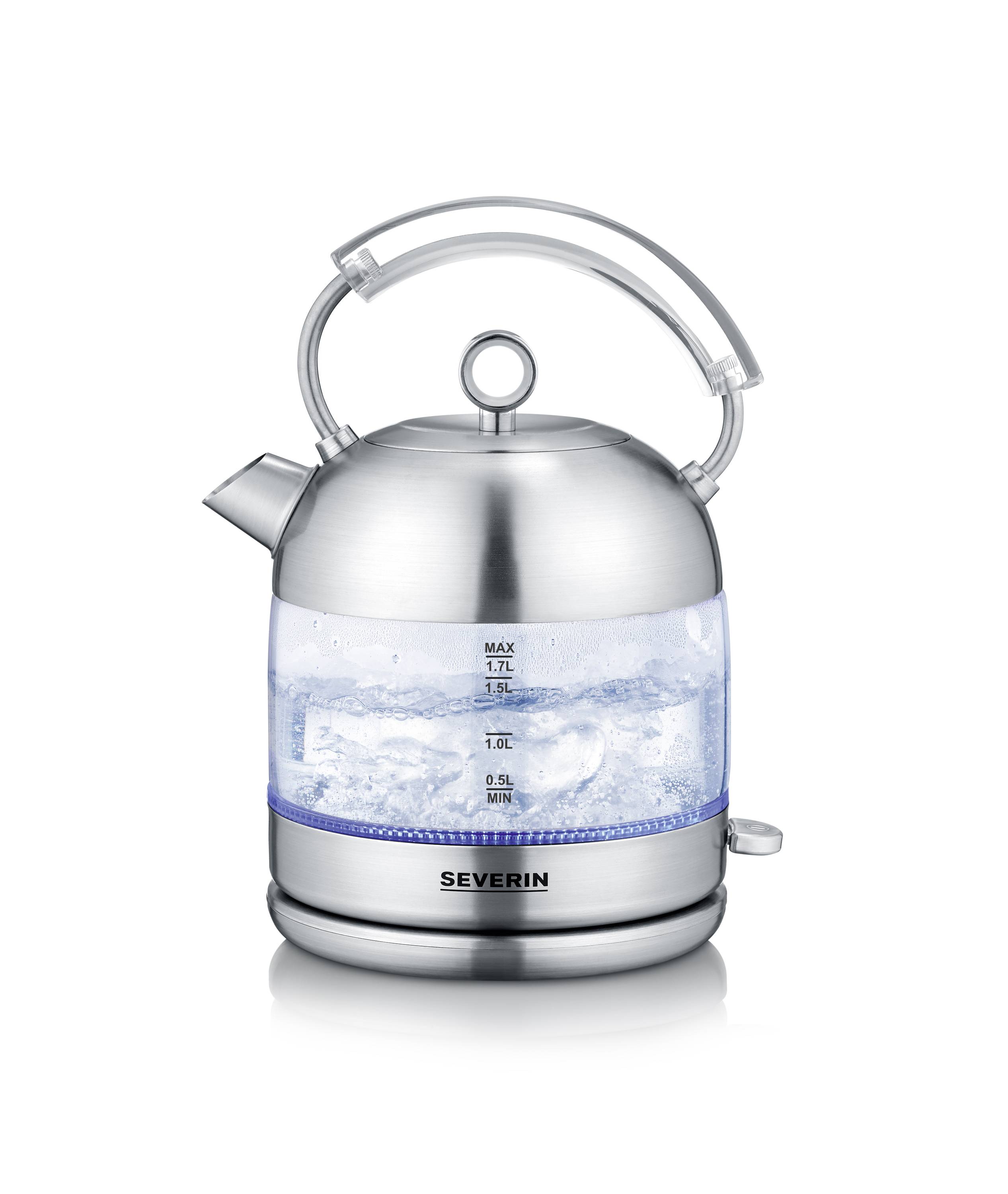 Severin WK 3459 Wasserkocher schnurlos, BPA-frei Edelstahl Fassungsvermögen: 1.7l