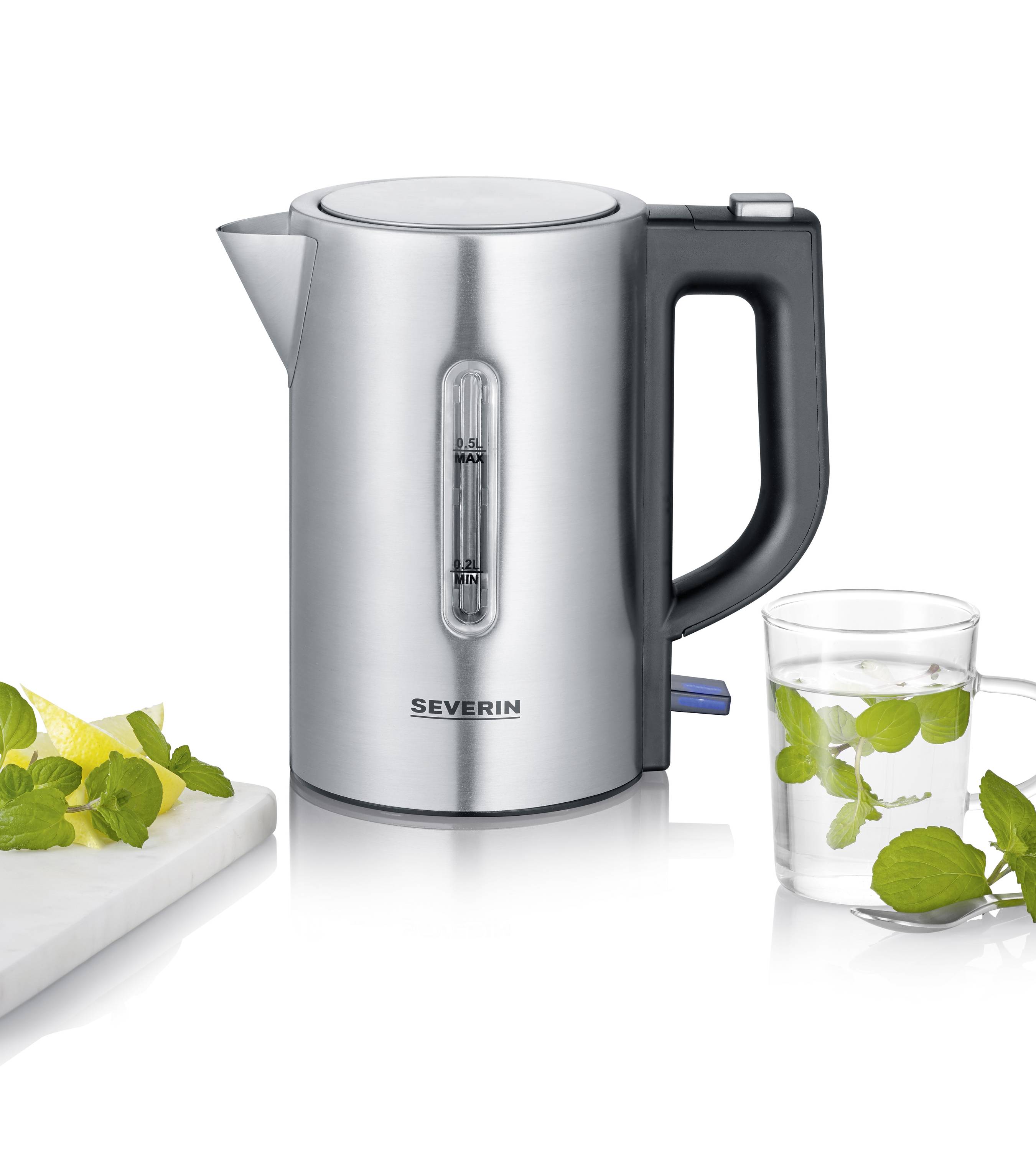 Severin WK 3647 Wasserkocher BPA-frei Edelstahl, Schwarz Fassungsvermögen: 0.5l