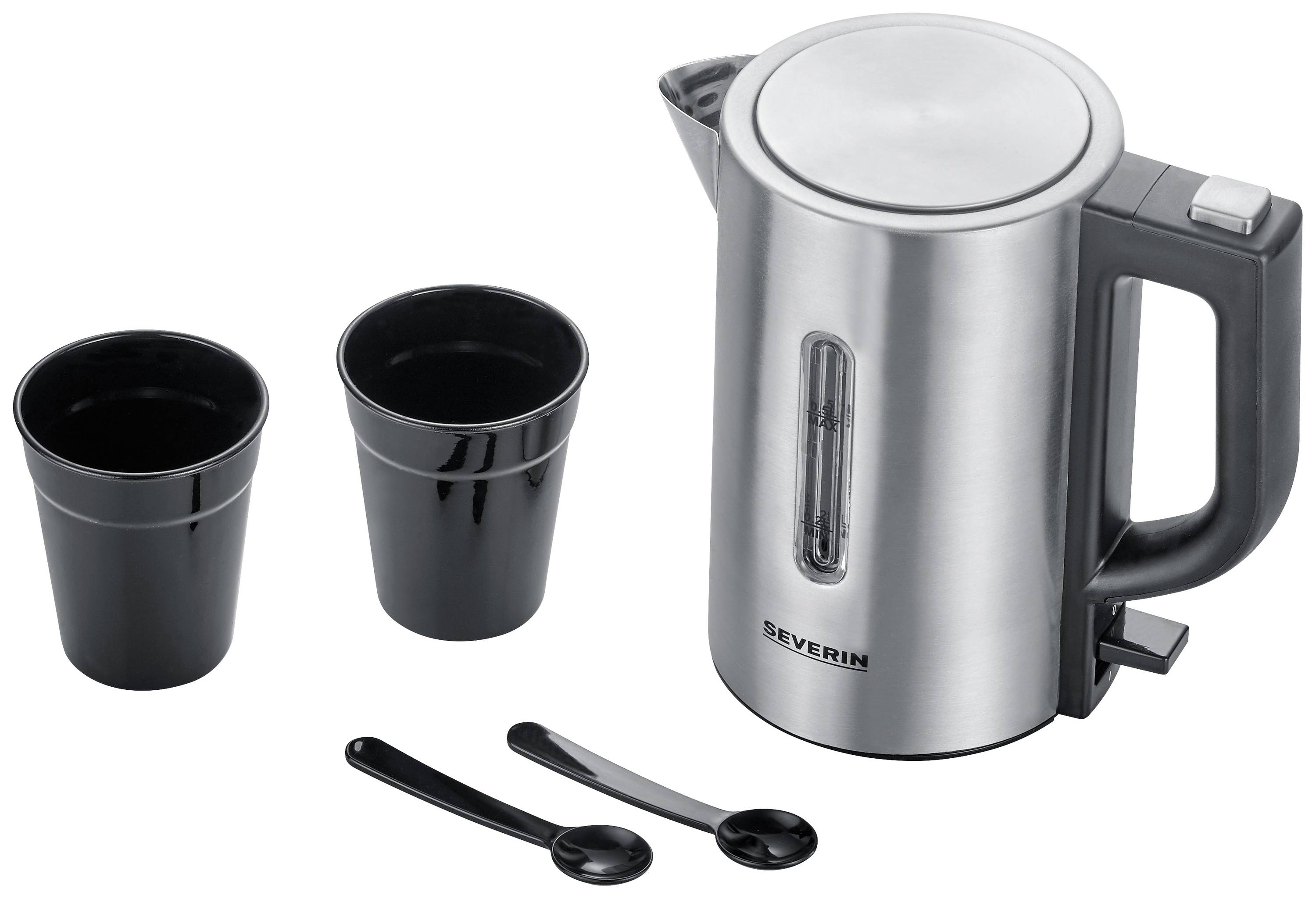 Severin WK 3647 Wasserkocher BPA-frei Edelstahl, Schwarz Fassungsvermögen: 0.5l