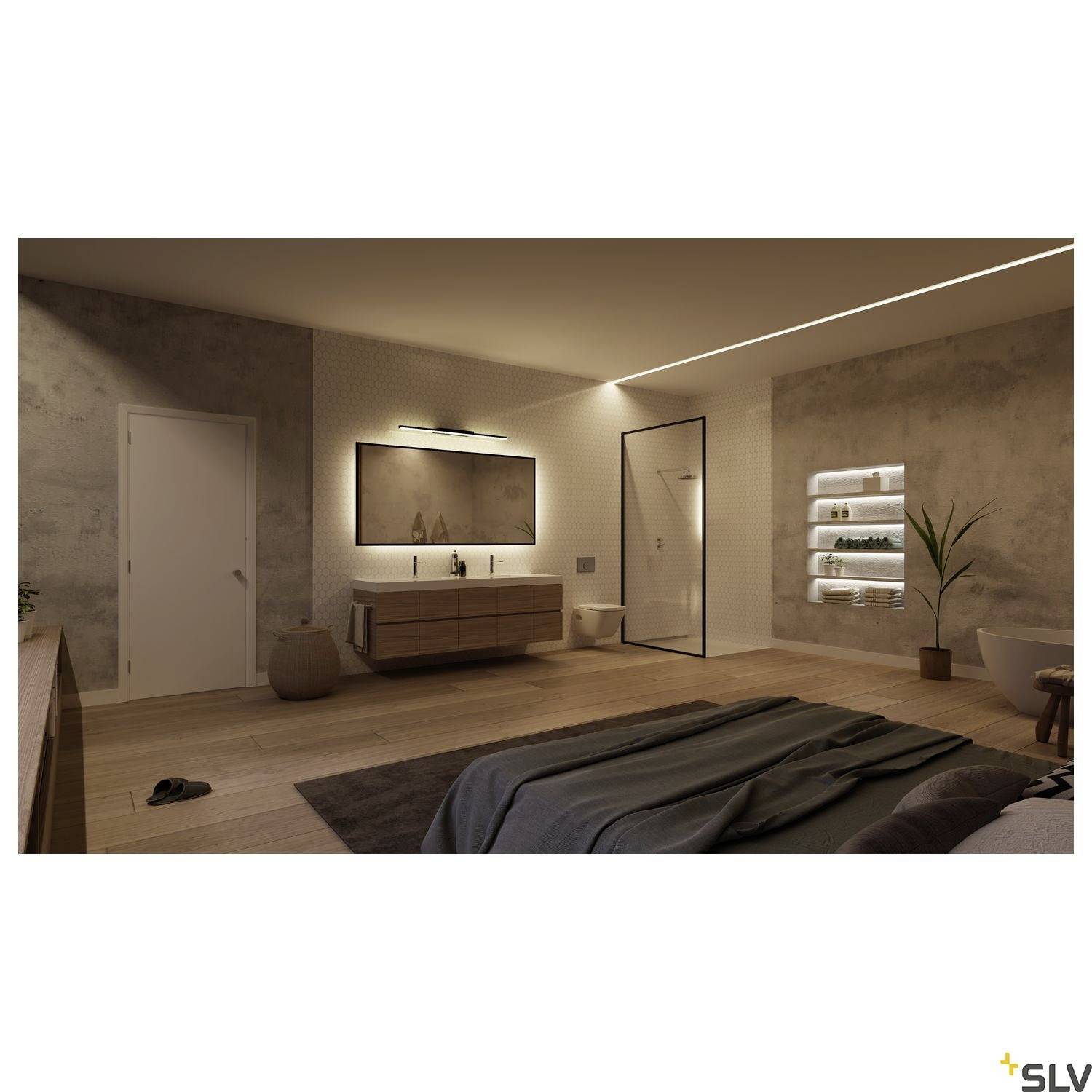 SLV GLENOS ® 60 1003506 LED-Spiegelleuchte 12W Warmweiß bis Neutralweiß Schwarz