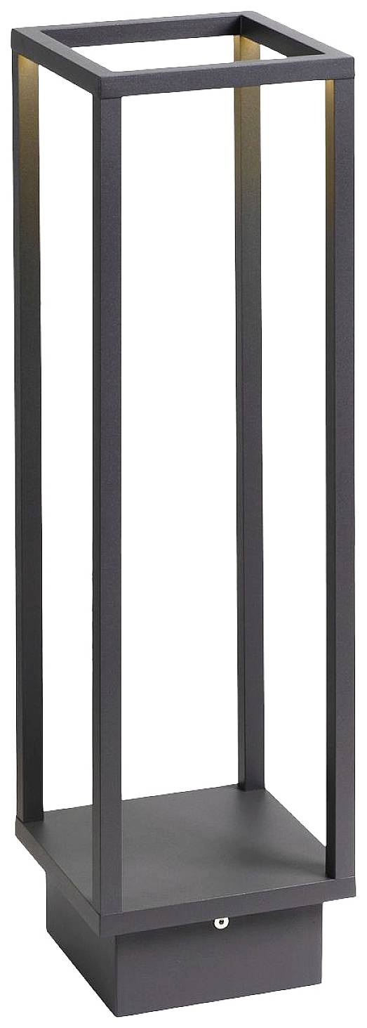 Moderne rechteckige Außenleuchte aus schwarzem Metall, entworfen als offener Rahmen. Perfekt für stilvolle Garten- oder Terrassenbeleuchtung.