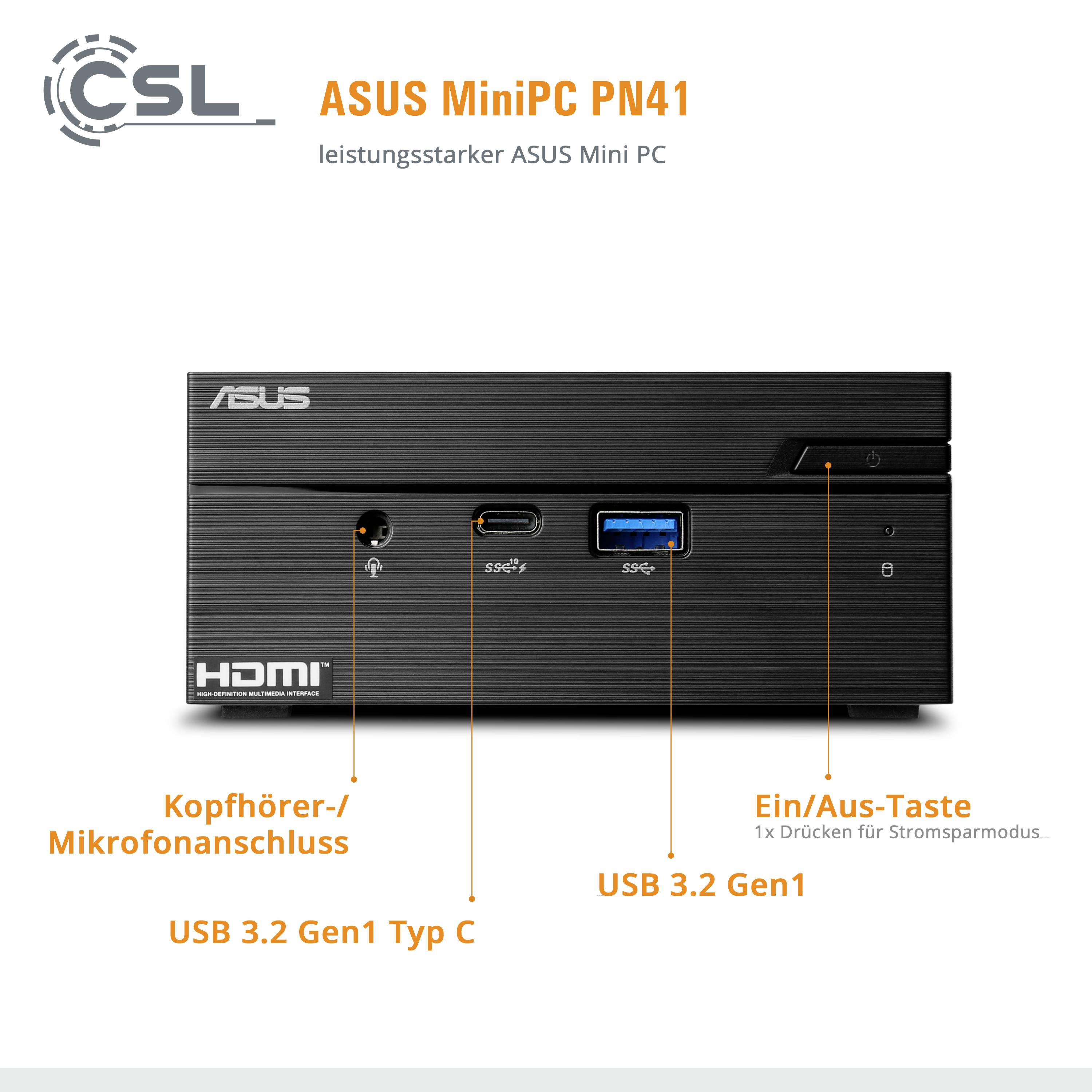Asus Mini PC PN41 Intel® Celeron® Celeron N5100 2.8 GHz 8 GB RAM 500 GB SSD Intel UHD Graphics Win 11 Home 82197