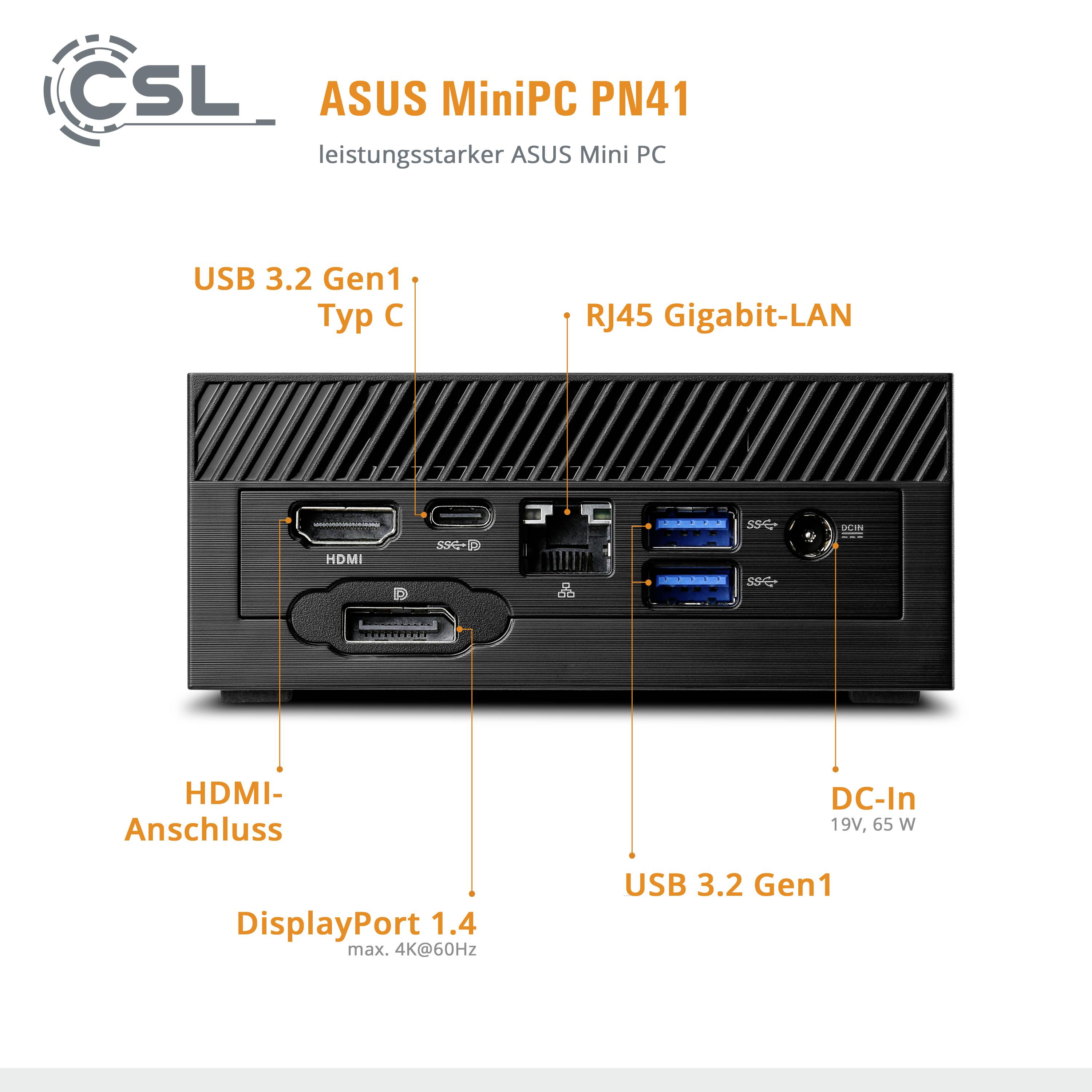 Asus Mini PC PN41 Intel® Celeron® Celeron N5100 2.8 GHz 8 GB RAM 500 GB SSD Intel UHD Graphics Win 11 Pro 82209