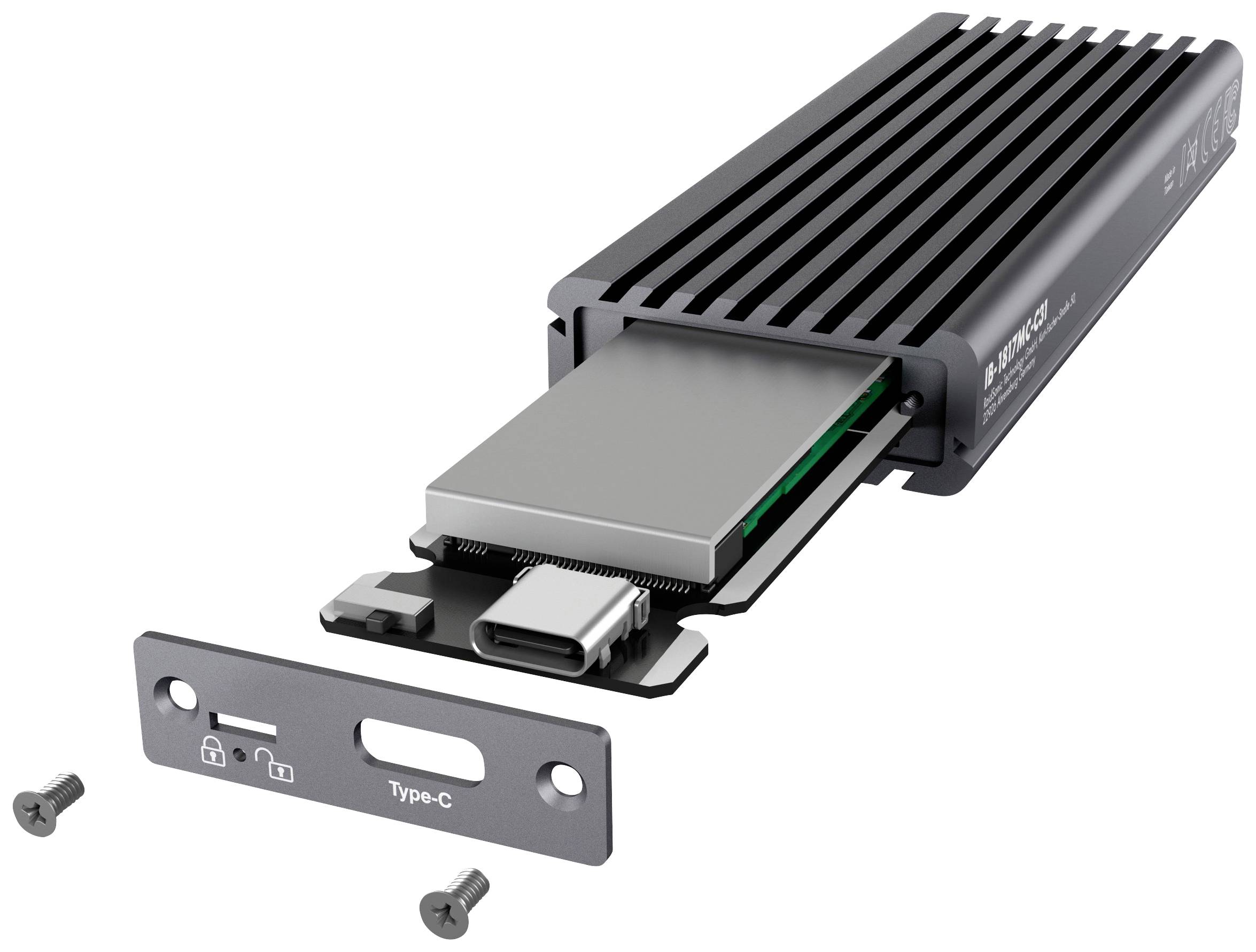 ICY BOX IB-1817MC-C31 M.2 SSD-Gehäuse USB-C® (USB 3.1 Gen 2) 10 GBit/s M.2 PCIe NVMe, M.2 SATA 2230, 2242, 2260, 2280 60913