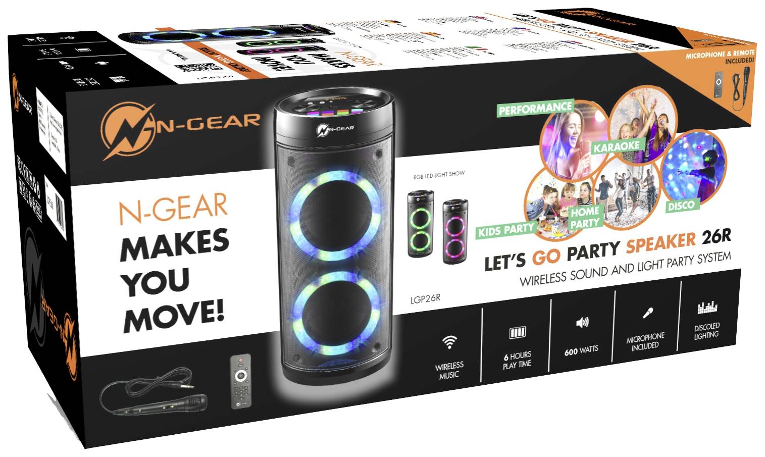 N-Gear Portable Bluetooth Speaker 600W Karaoke-Anlage