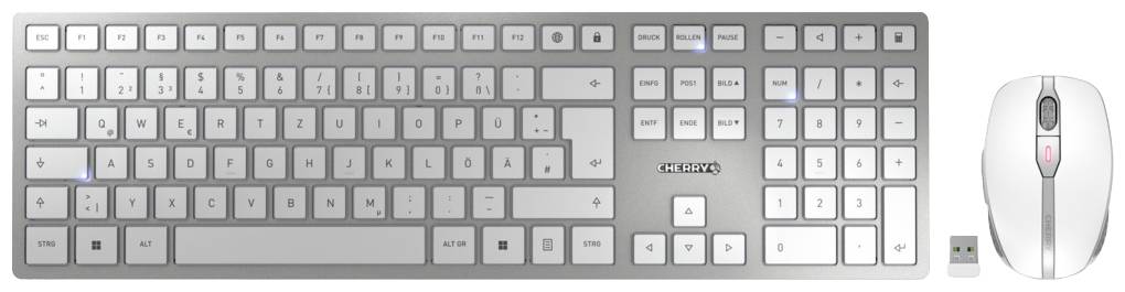 CHERRY Kabellos, Funk Tastatur, Maus-Set Deutsch, QWERTZ Weiß