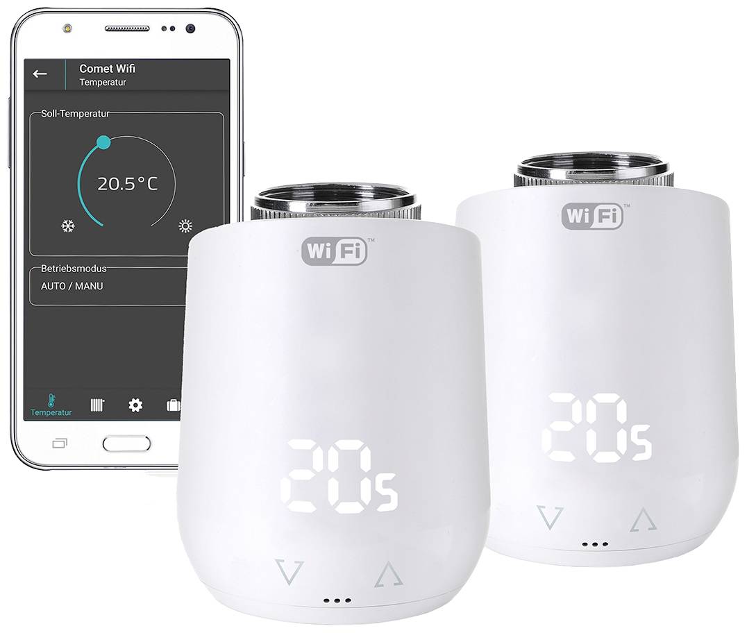 Eurotronic 700223 Comet WiFi Funk-Heizkörperthermostat-Set elektronisch 2er Set